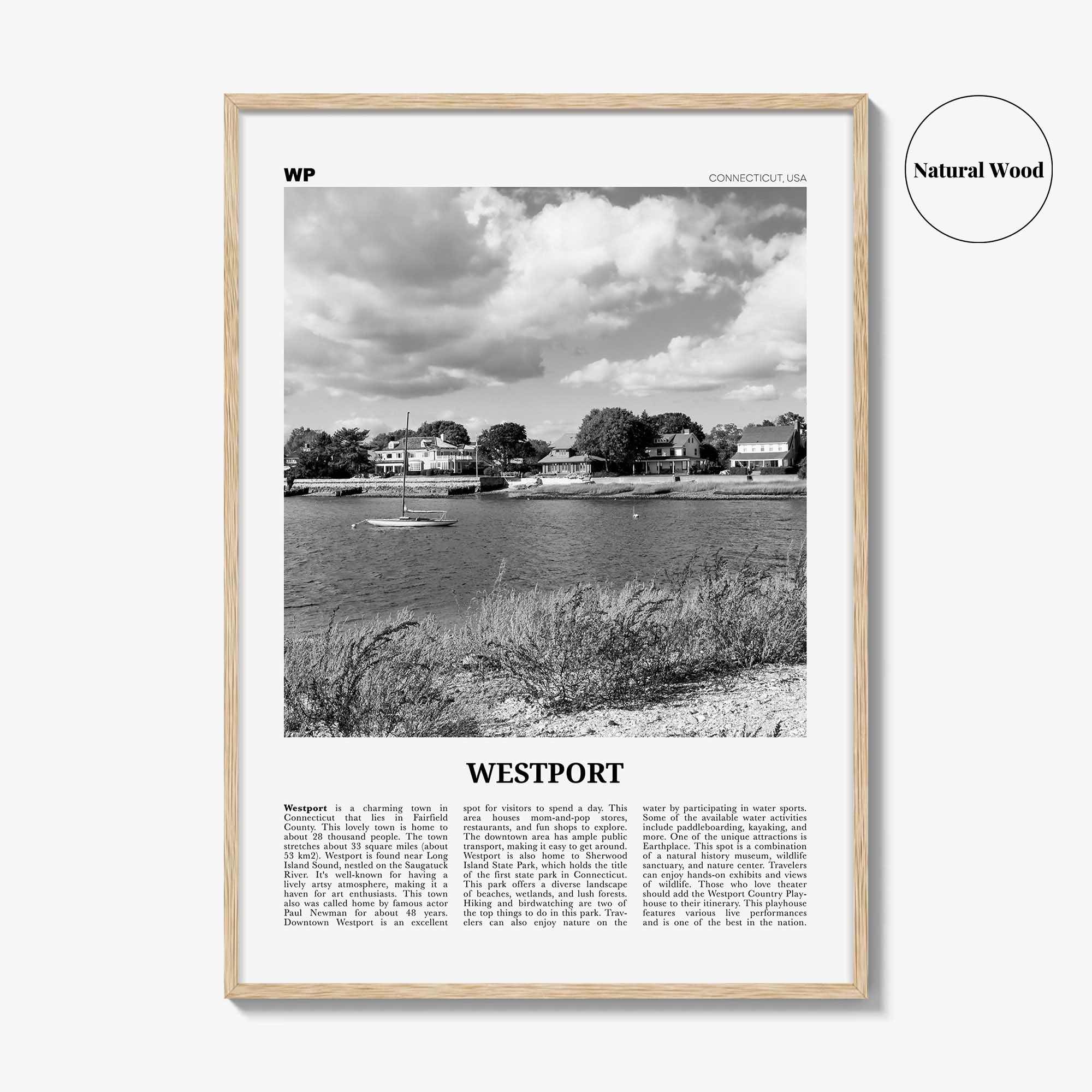 Westport Print Black and White Connecticut, Westport Wall Art, Westport Poster, Westport Photo, Westport Wall Décor, USA