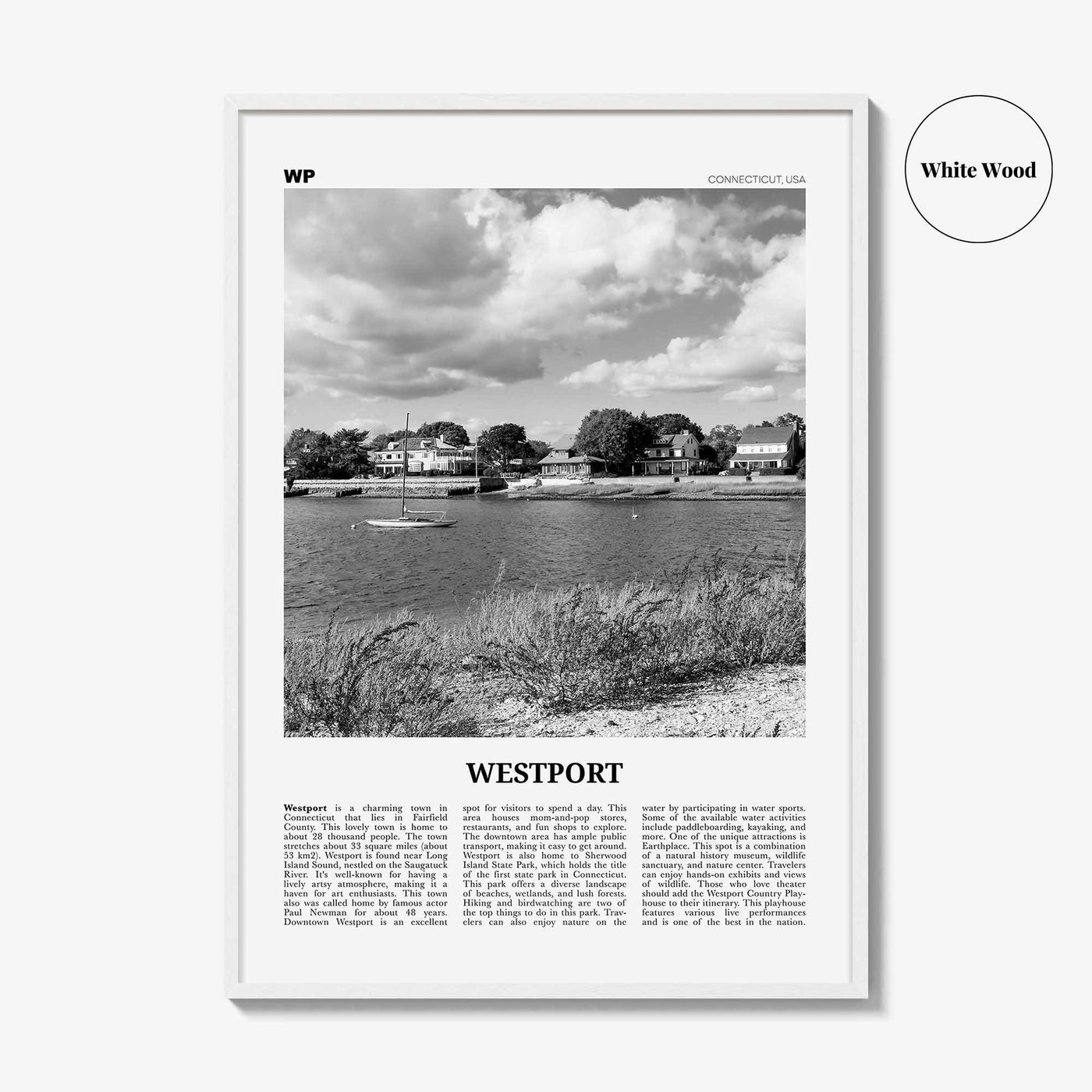 Westport Print Black and White Connecticut, Westport Wall Art, Westport Poster, Westport Photo, Westport Wall Décor, USA