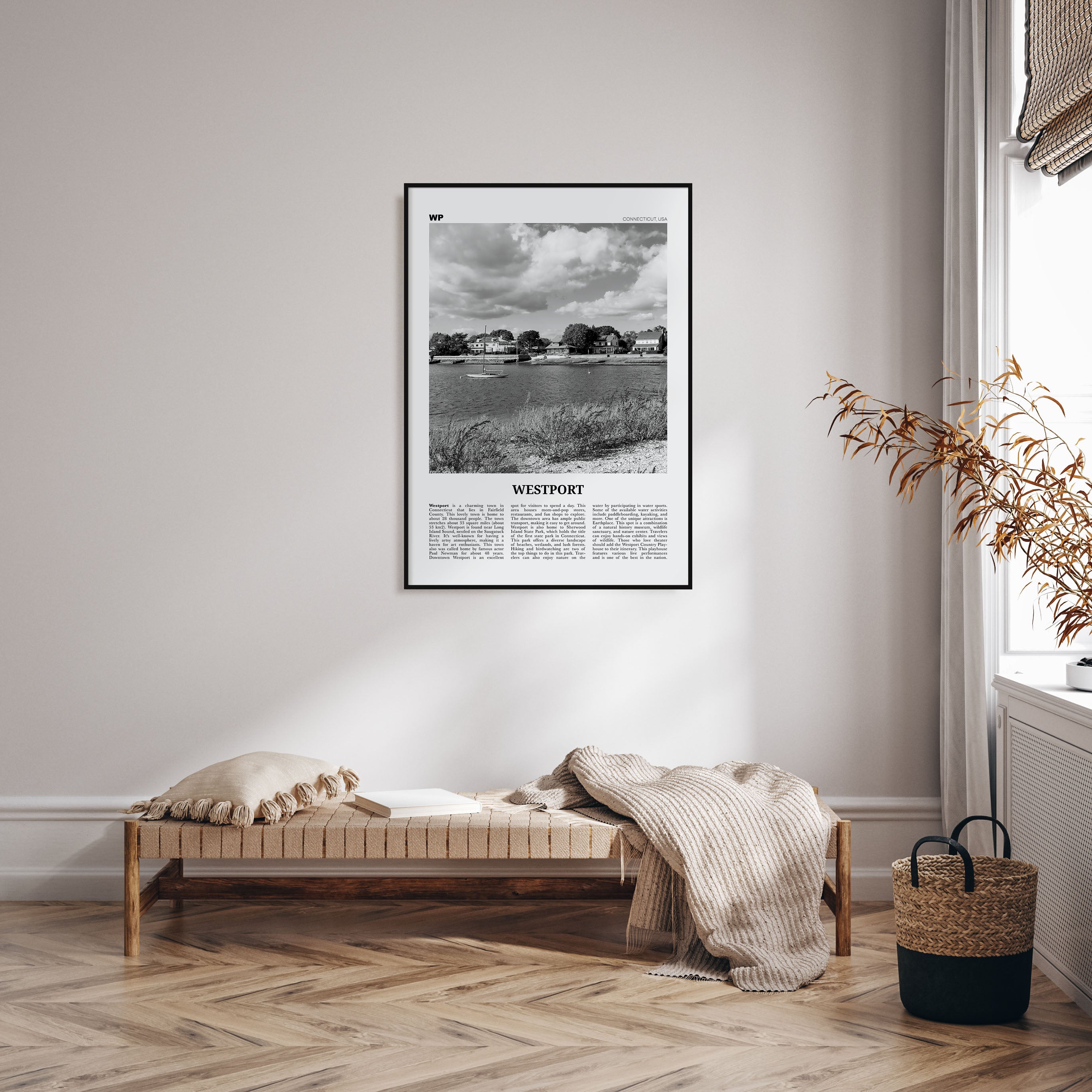 Westport, Connecticut Travel B&W Poster