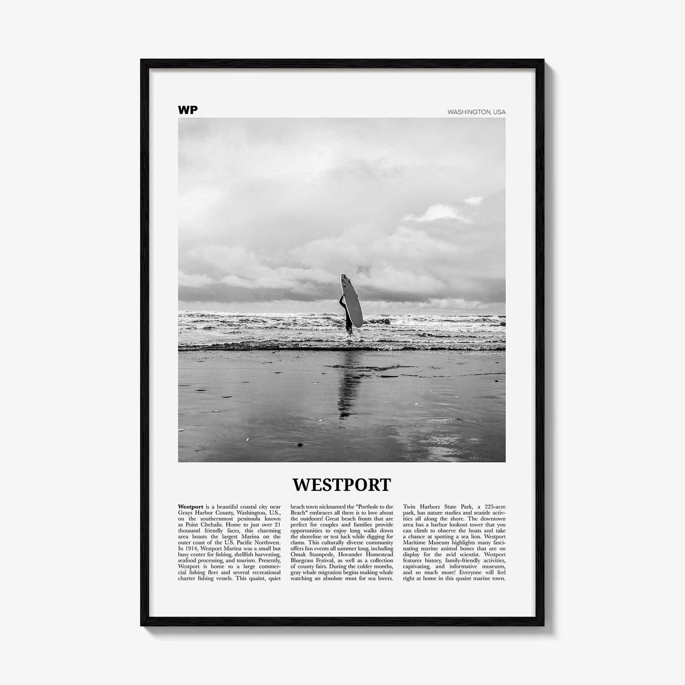 Westport Print Black and White Washington, Westport Wall Art, Westport Poster, Westport Photo, Westport Wall Décor, USA, United States