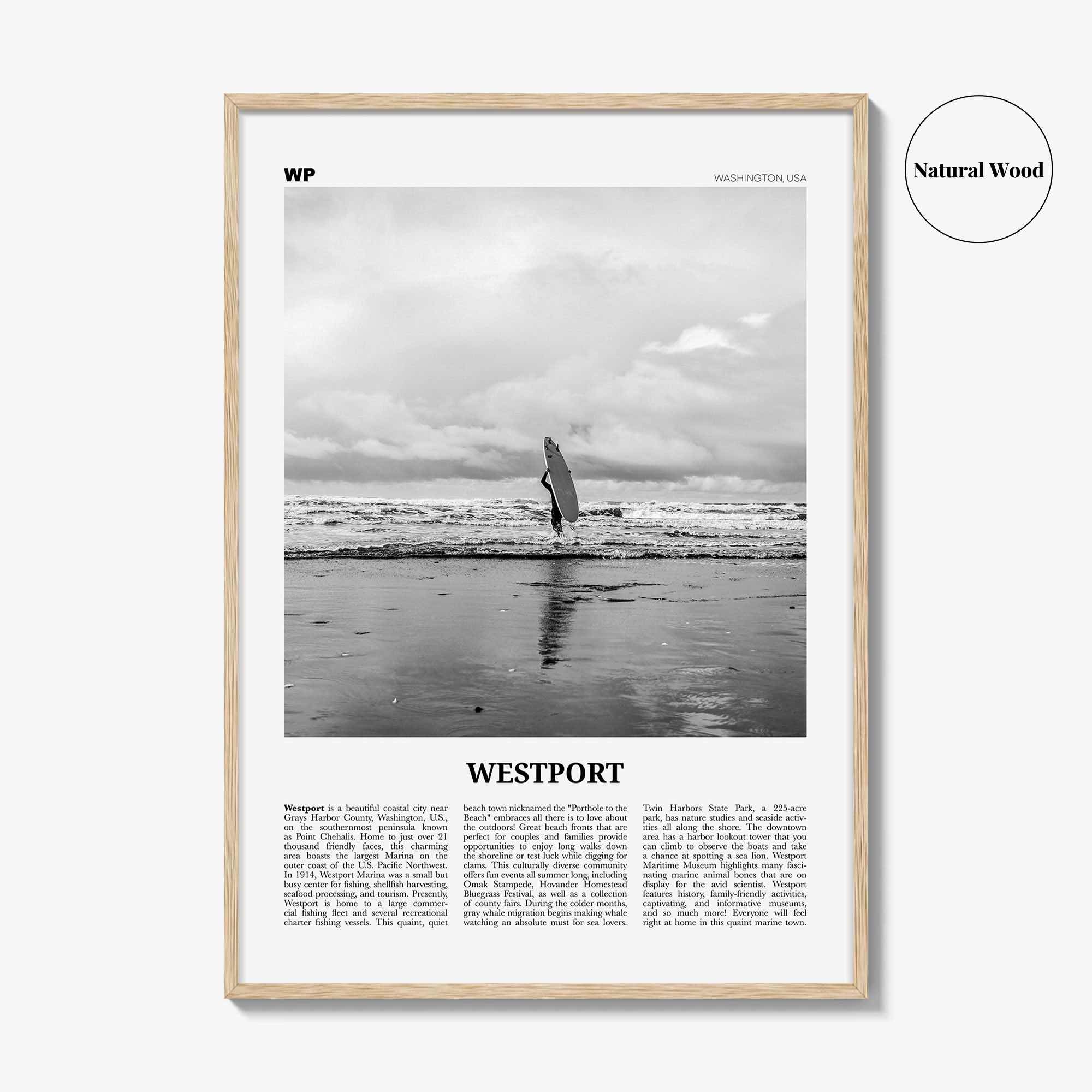 Westport Print Black and White Washington, Westport Wall Art, Westport Poster, Westport Photo, Westport Wall Décor, USA, United States