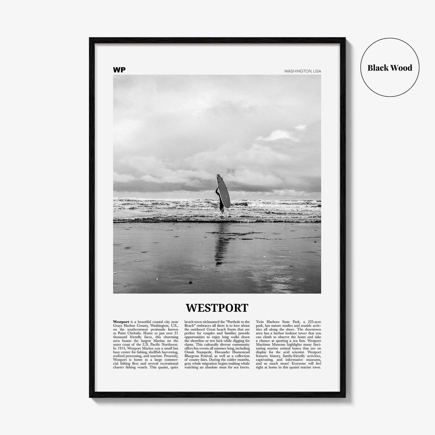 Westport Print Black and White Washington, Westport Wall Art, Westport Poster, Westport Photo, Westport Wall Décor, USA, United States