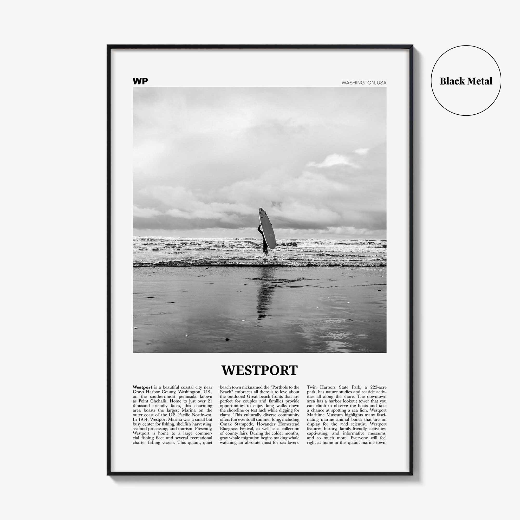 Westport Print Black and White Washington, Westport Wall Art, Westport Poster, Westport Photo, Westport Wall Décor, USA, United States