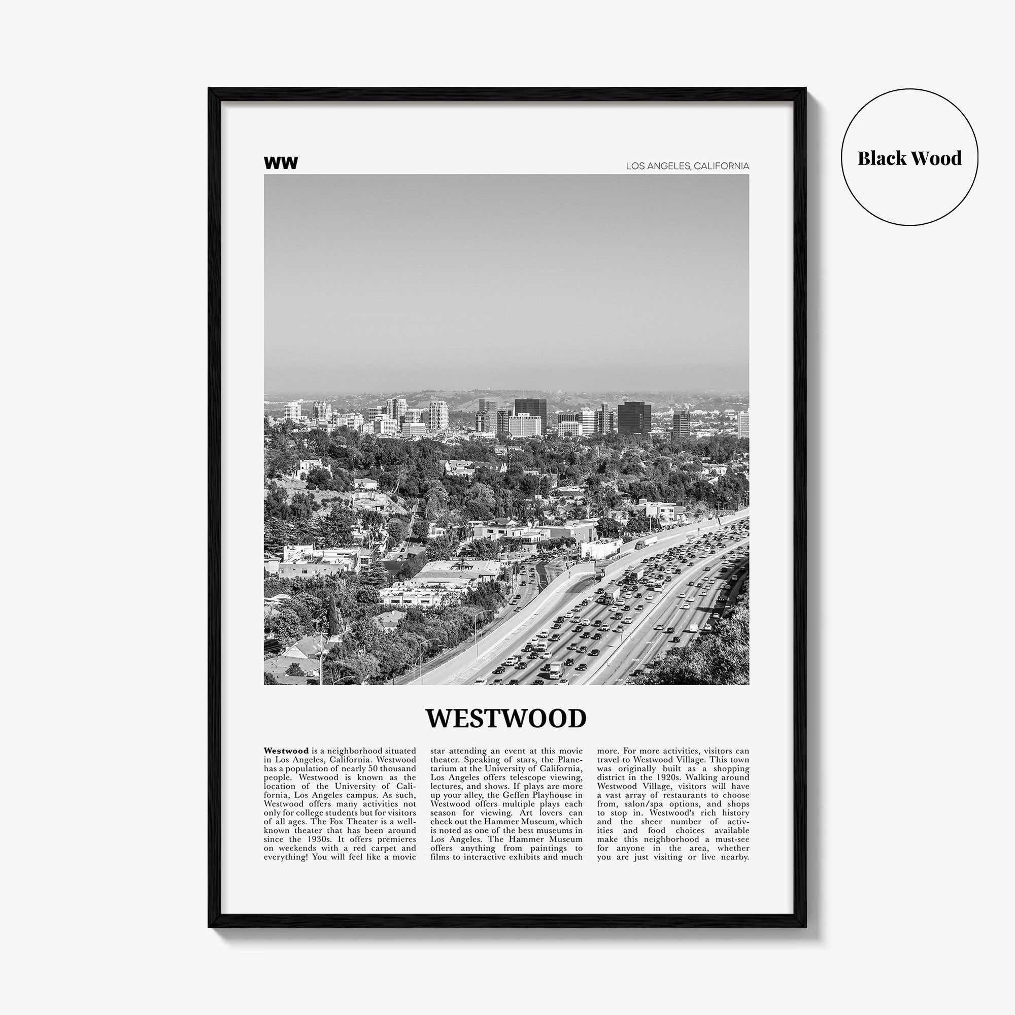 Westwood Print Black and White, Westwood Wall Art, Westwood Poster, Westwood Photo, Westwood Wall Décor, California, USA, United States