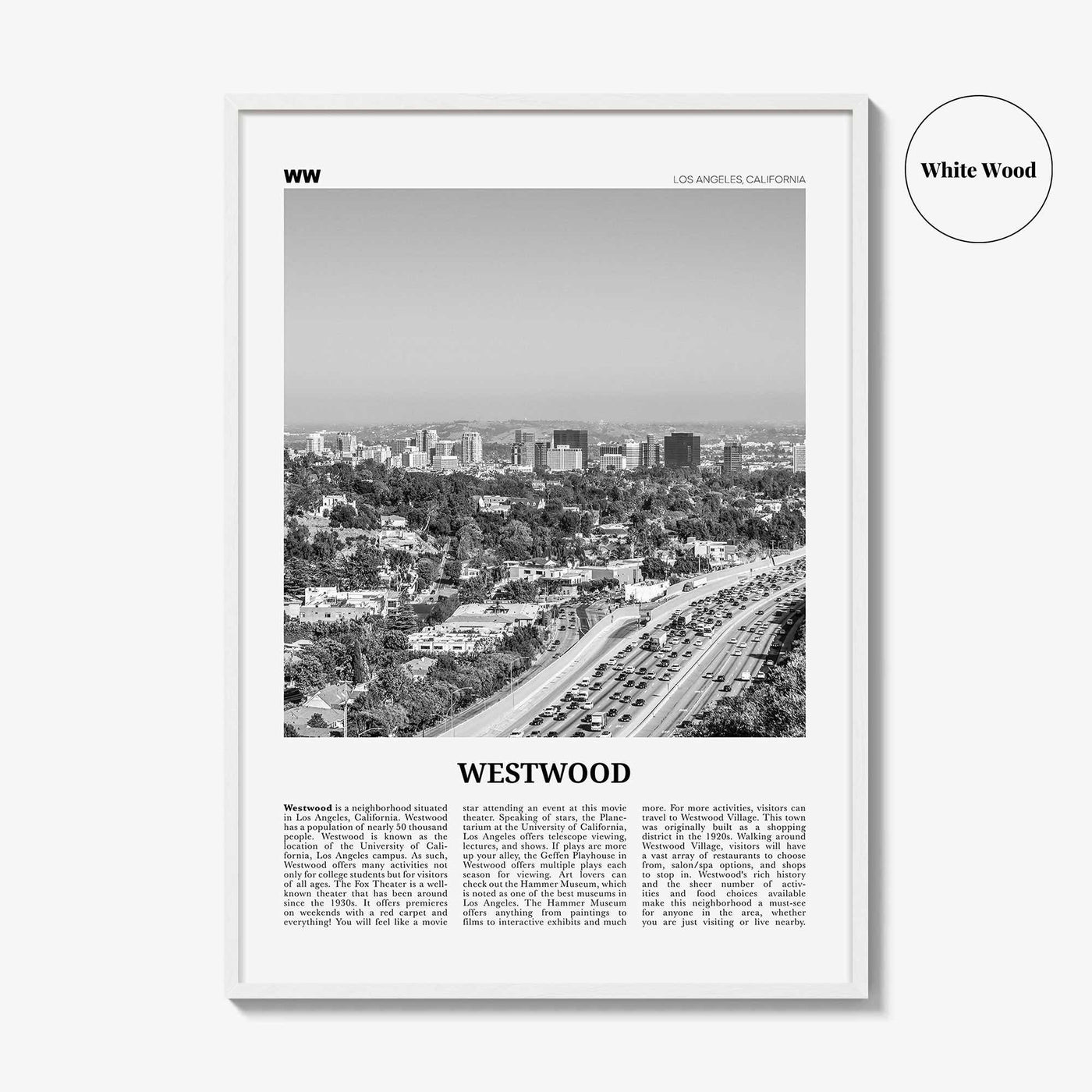 Westwood Print Black and White, Westwood Wall Art, Westwood Poster, Westwood Photo, Westwood Wall Décor, California, USA, United States