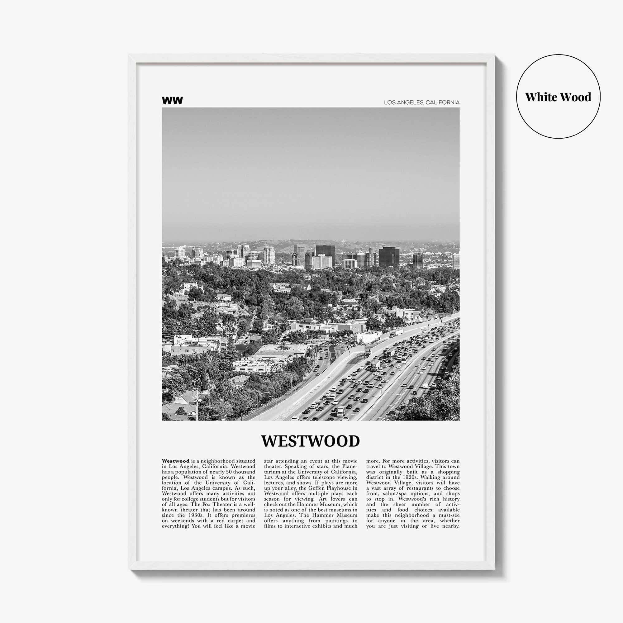 Westwood Print Black and White, Westwood Wall Art, Westwood Poster, Westwood Photo, Westwood Wall Décor, California, USA, United States