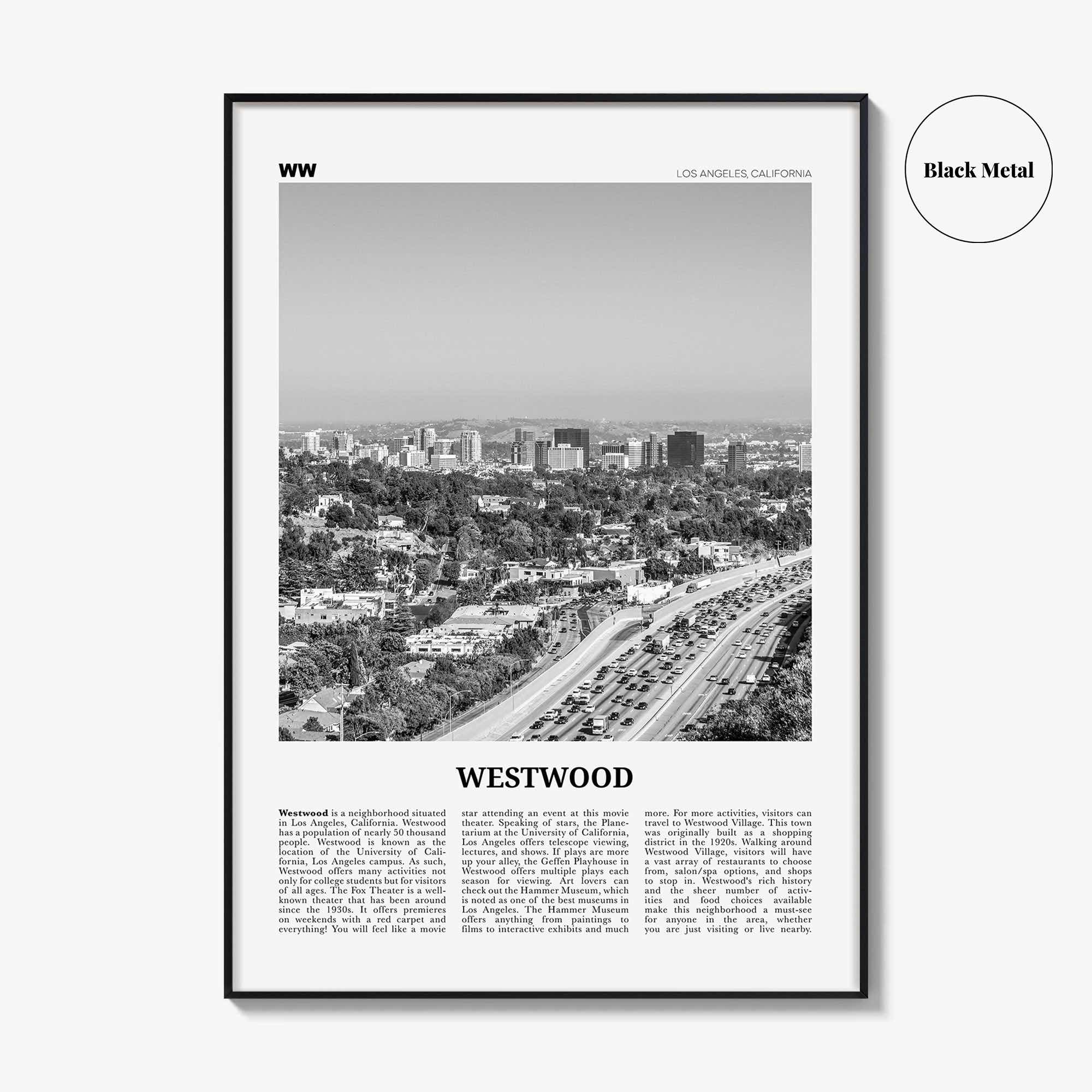 Westwood Print Black and White, Westwood Wall Art, Westwood Poster, Westwood Photo, Westwood Wall Décor, California, USA, United States