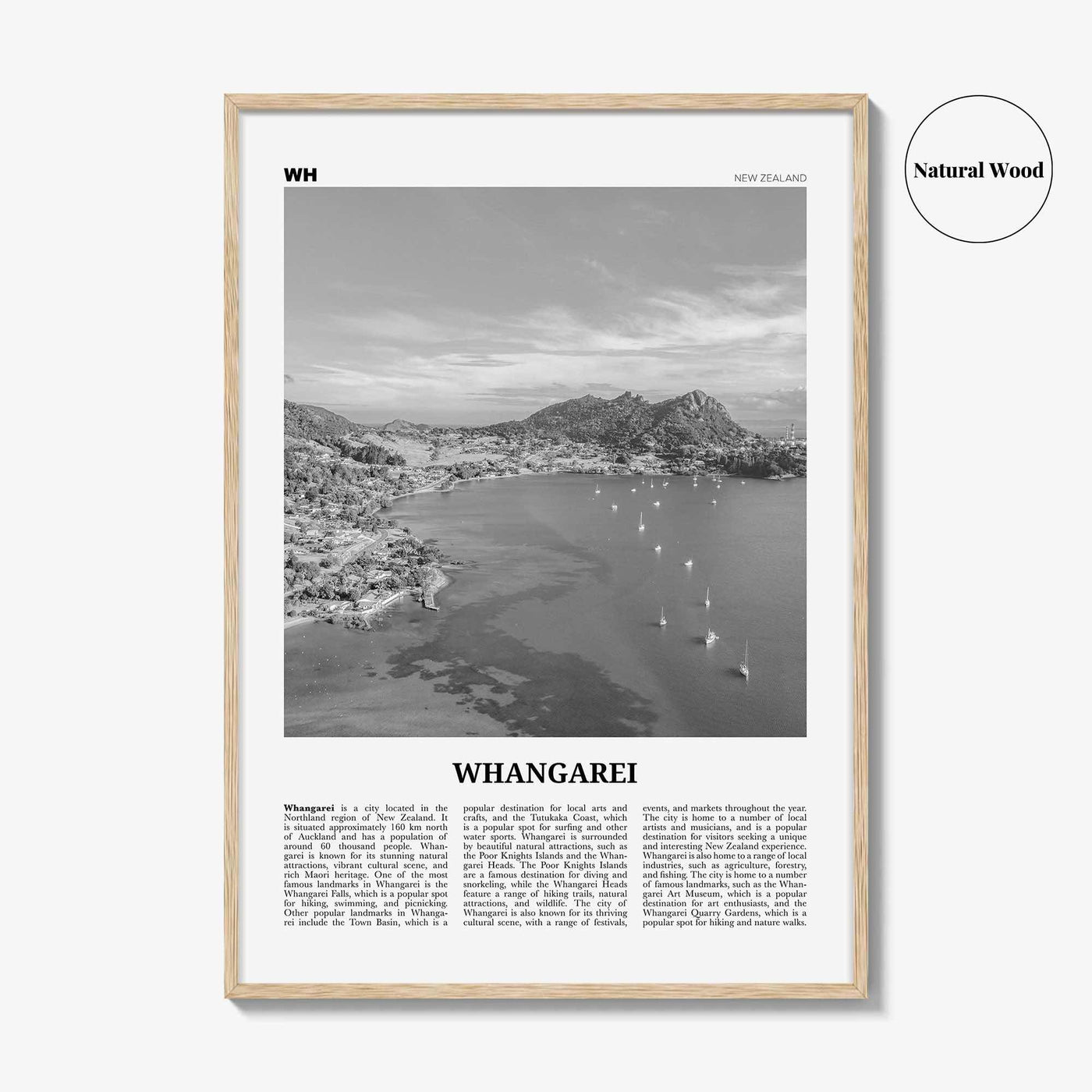 Whangarei Print Black and White, Whangarei Wall Art, Whangarei Poster, Whangarei Photo, Whangarei Wall Décor, Whangarei Map, New Zealand