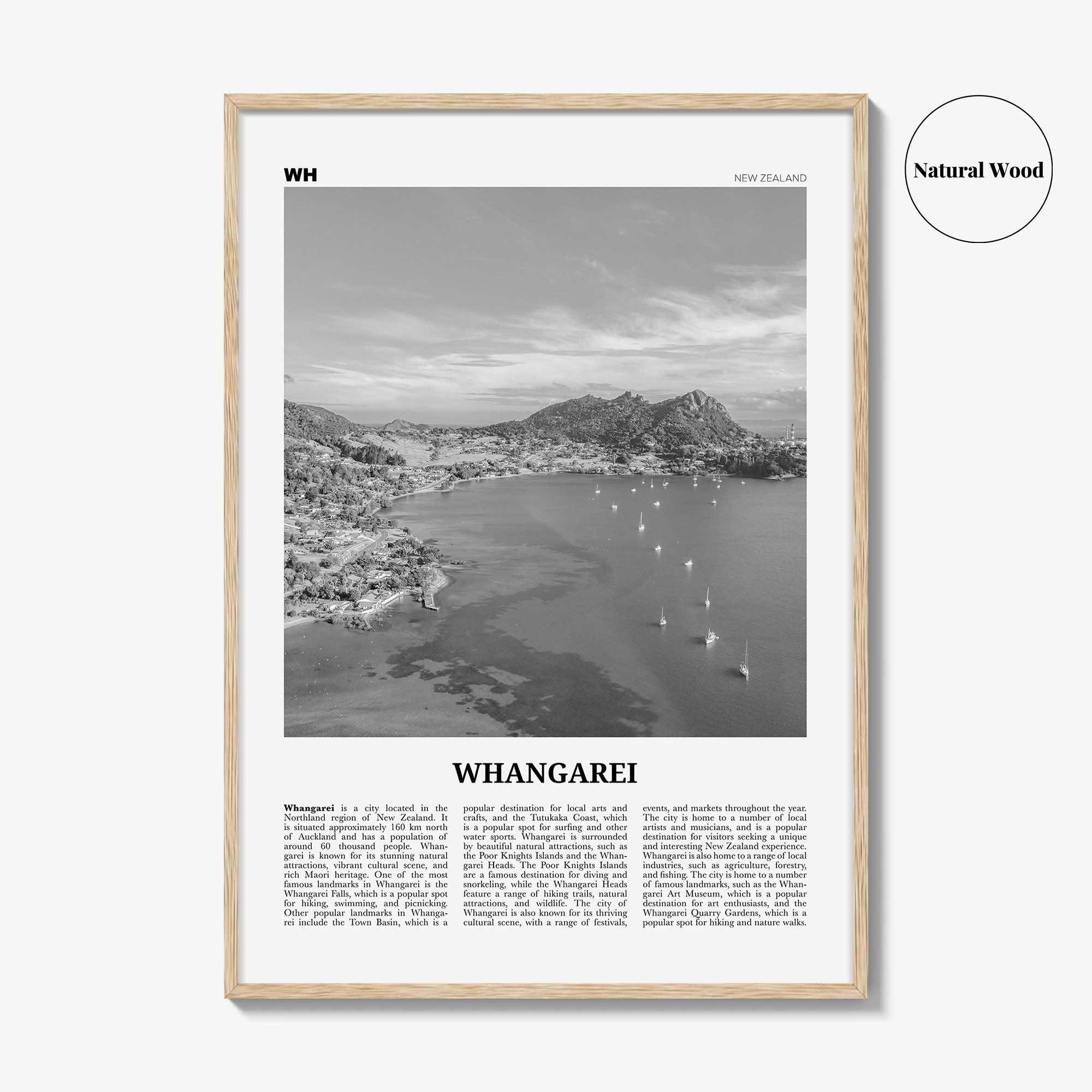 Whangarei Print Black and White, Whangarei Wall Art, Whangarei Poster, Whangarei Photo, Whangarei Wall Décor, Whangarei Map, New Zealand