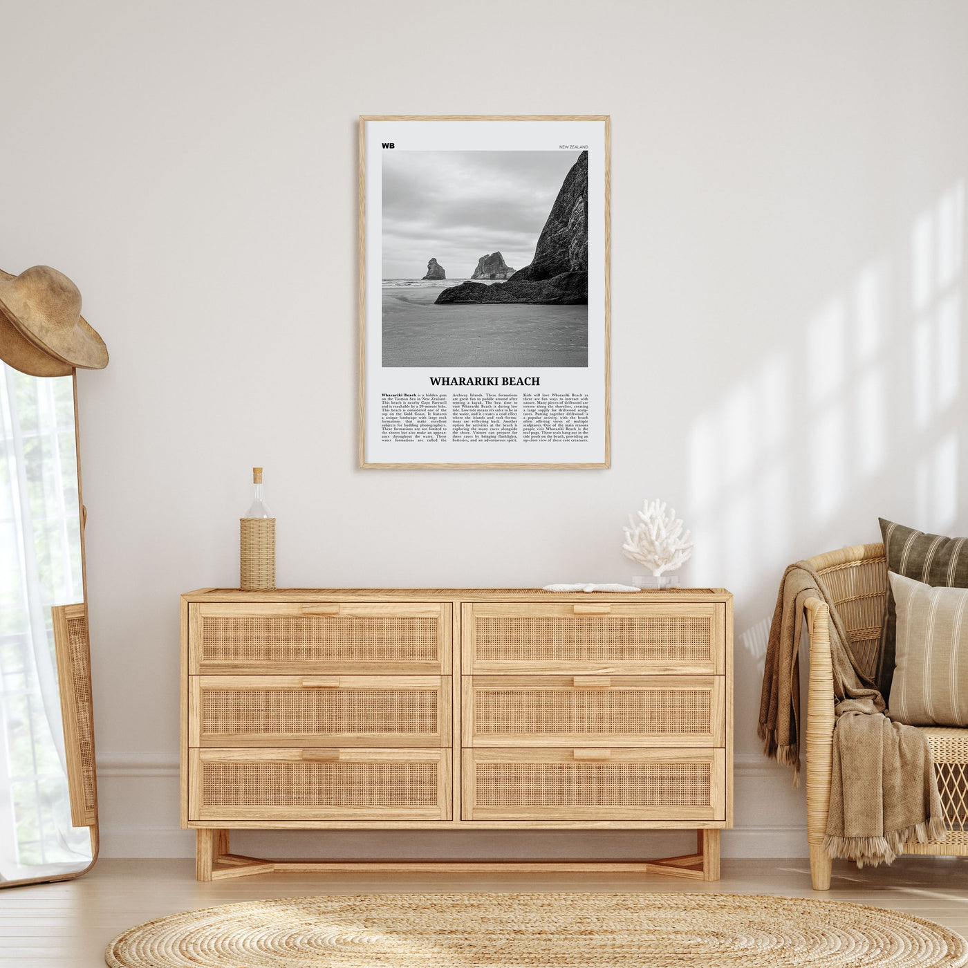 Wharariki Beach Travel B&W Poster
