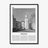 Wheaton Print Black and White, Wheaton Wall Art, Wheaton Poster, Wheaton Photo, Wheaton Map, Illinois, USA, United States