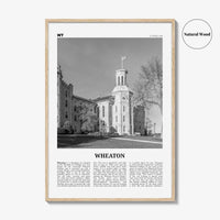 Wheaton Print Black and White, Wheaton Wall Art, Wheaton Poster, Wheaton Photo, Wheaton Map, Illinois, USA, United States