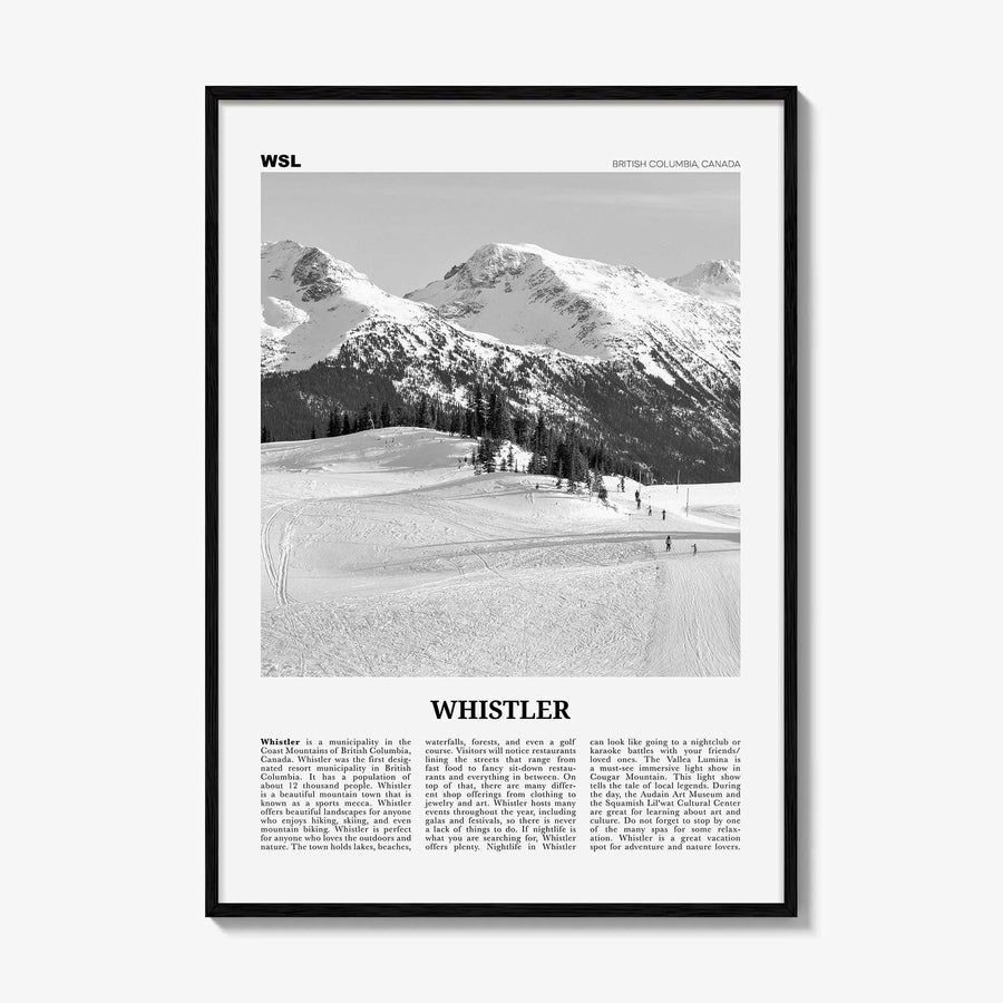 Whistler Print Black and White, Whistler Wall Art, Whistler Poster, Whistler Photo, Whistler Wall Décor, British Columbia, Canada