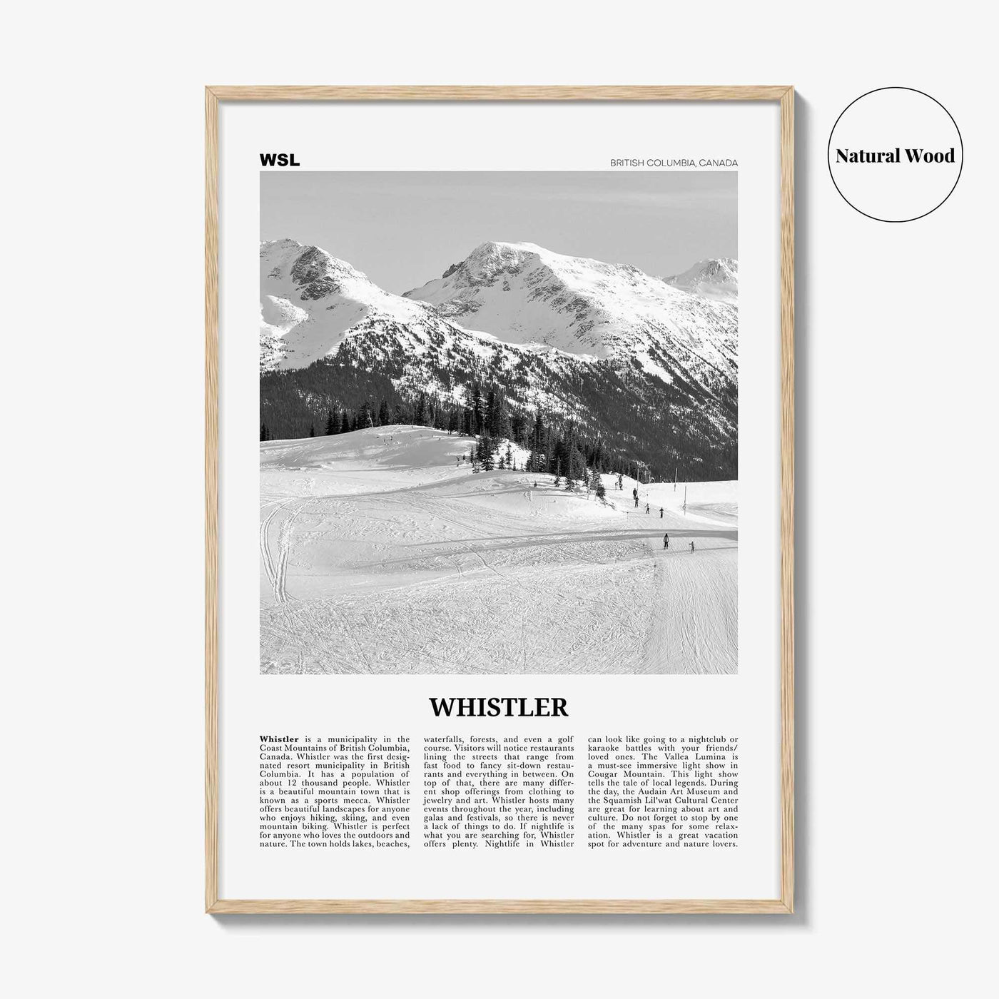 Whistler Print Black and White, Whistler Wall Art, Whistler Poster, Whistler Photo, Whistler Wall Décor, British Columbia, Canada