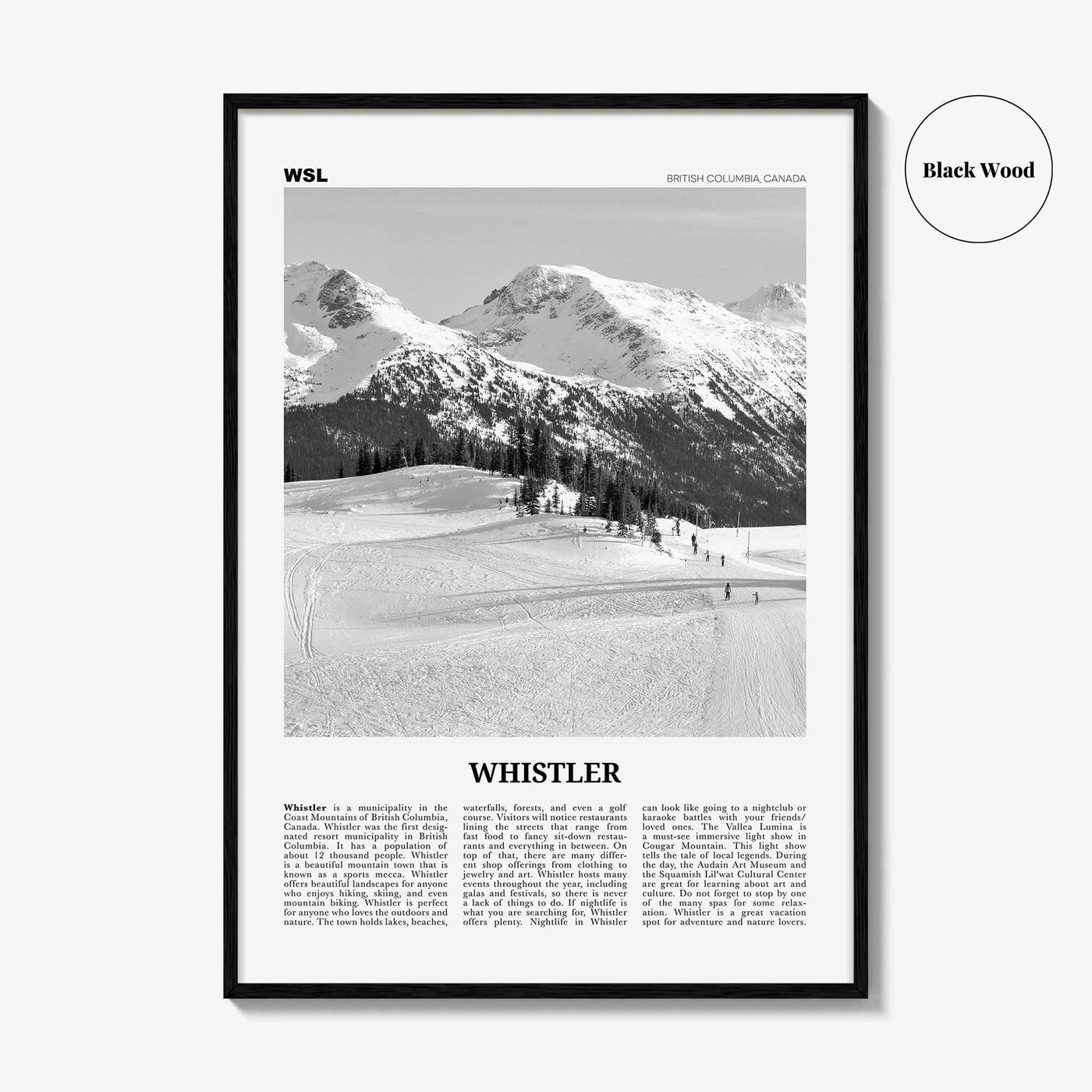 Whistler Print Black and White, Whistler Wall Art, Whistler Poster, Whistler Photo, Whistler Wall Décor, British Columbia, Canada