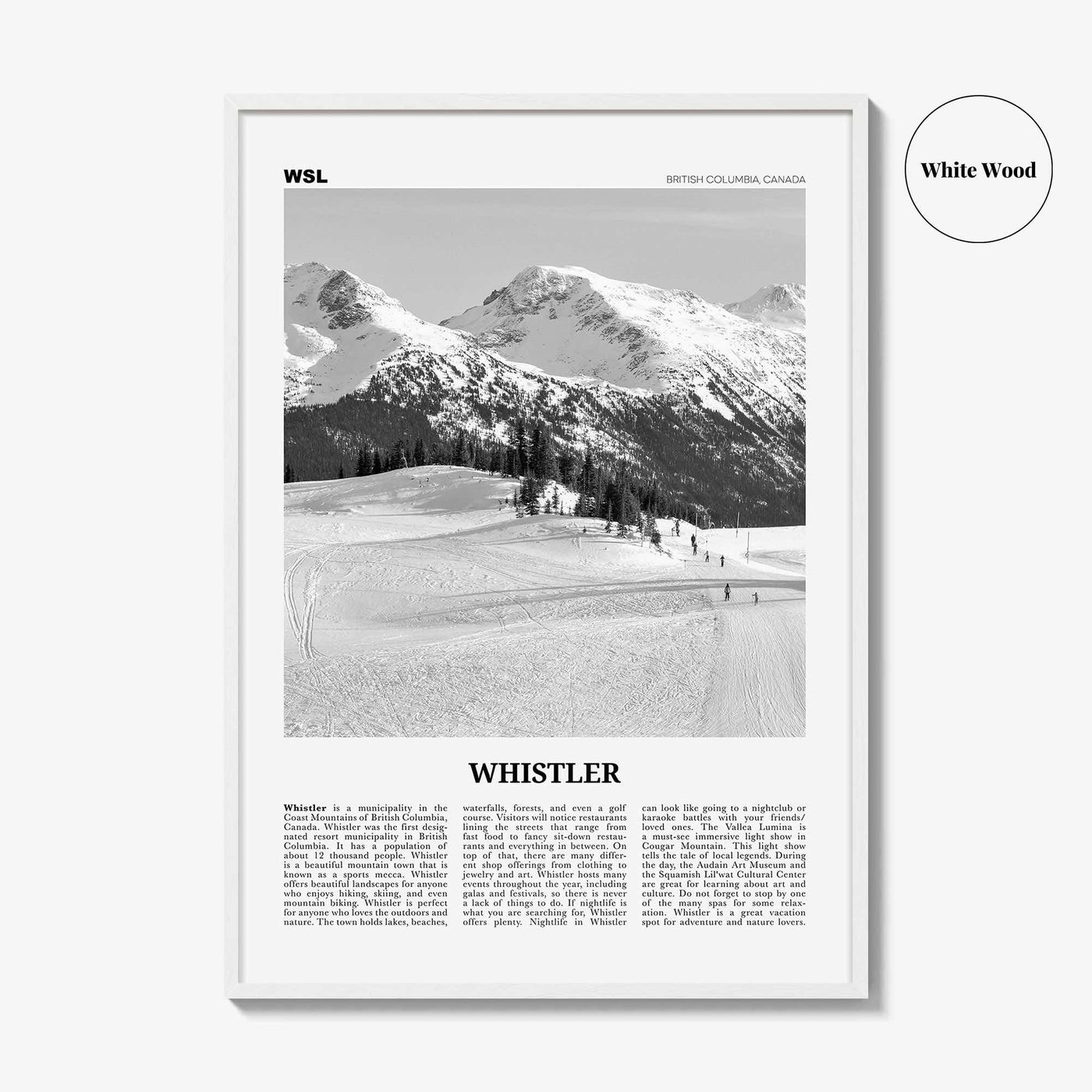 Whistler Print Black and White, Whistler Wall Art, Whistler Poster, Whistler Photo, Whistler Wall Décor, British Columbia, Canada