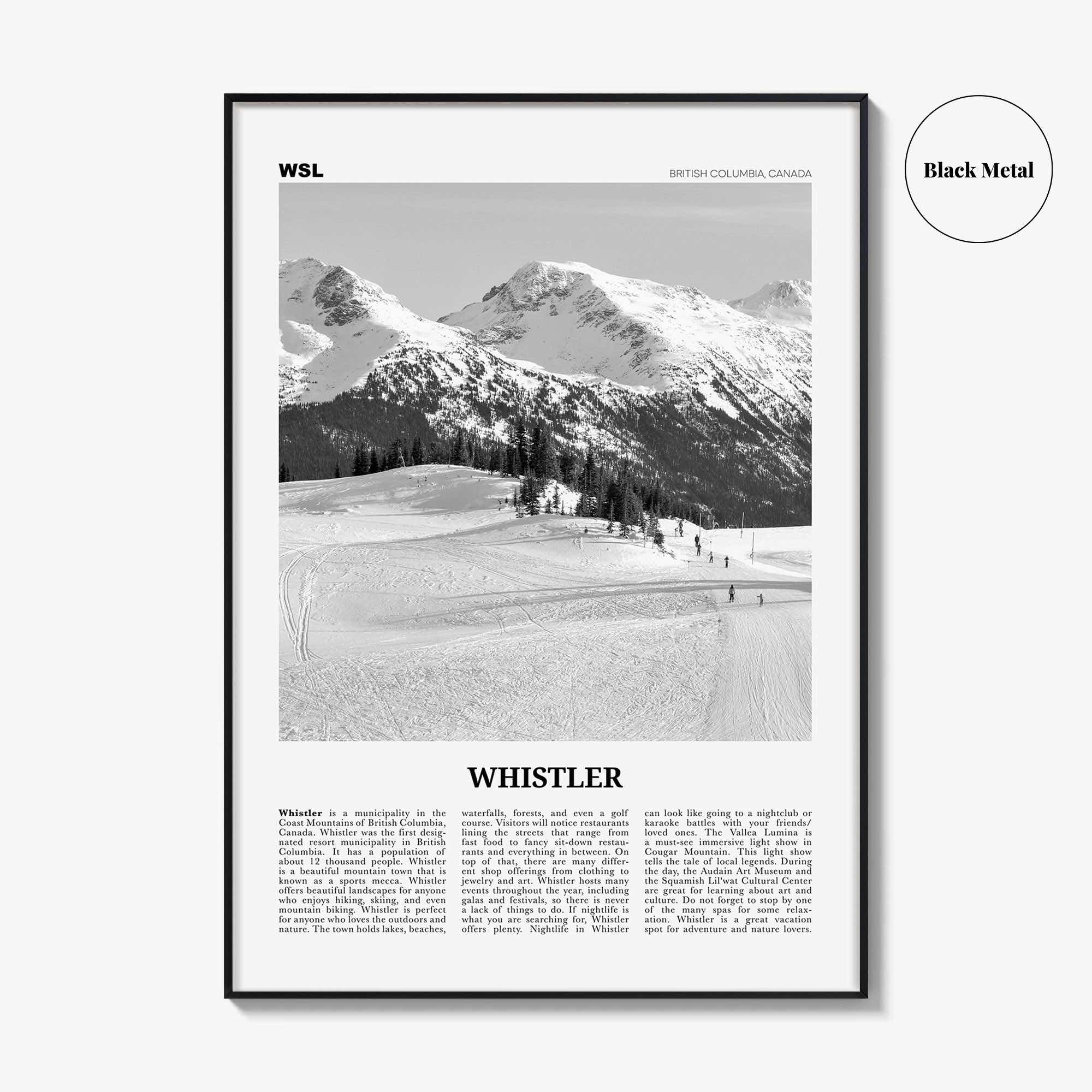 Whistler Print Black and White, Whistler Wall Art, Whistler Poster, Whistler Photo, Whistler Wall Décor, British Columbia, Canada
