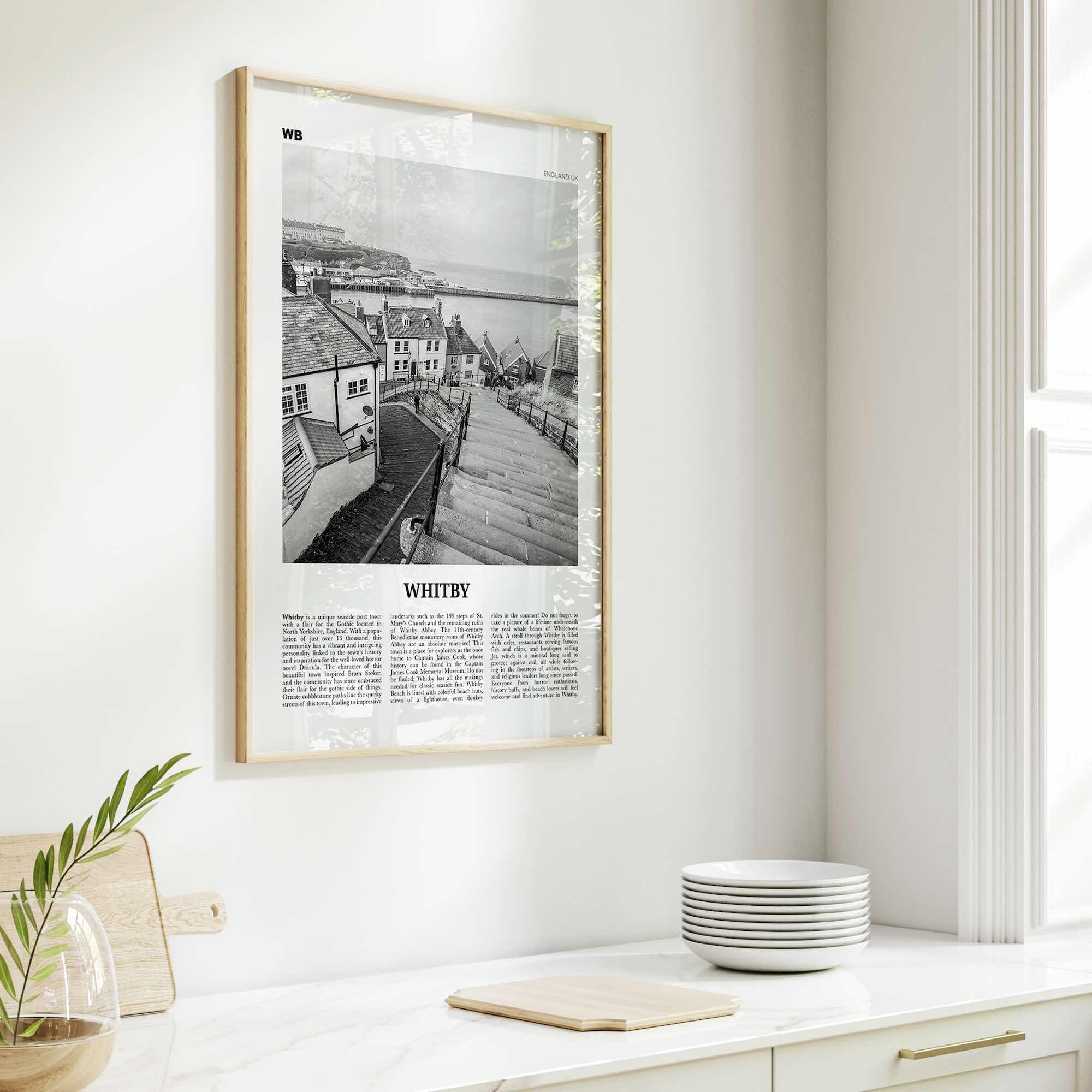 Whitby Print Black and White, Whitby Wall Art, Whitby Poster, Whitby Photo, Whitby Wall Décor, England, UK, United Kingdom