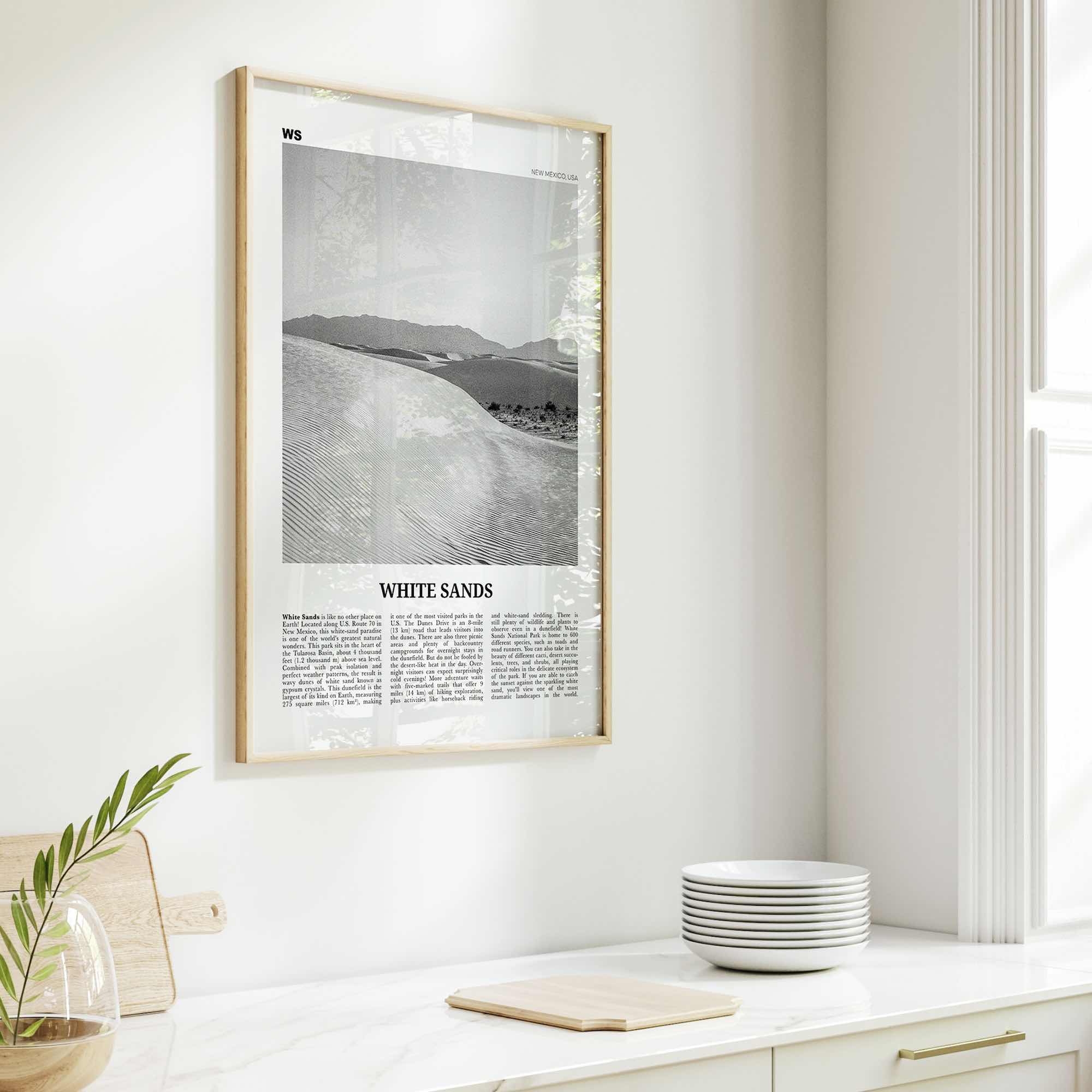 White Sands National Park Print Black and White, White Sands Wall Art, White Sands Poster, White Sands Photo, New Mexico, USA, United States