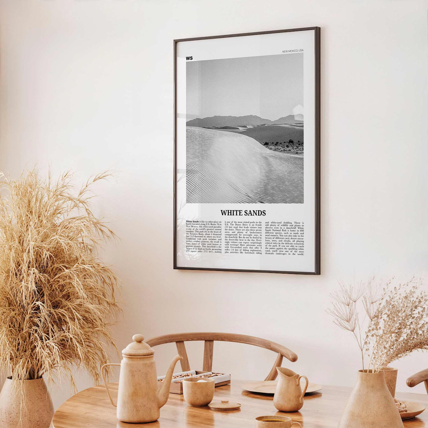 White Sands National Park Print Black and White, White Sands Wall Art, White Sands Poster, White Sands Photo, New Mexico, USA, United States