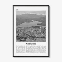Whitefish Print Black and White, Whitefish Wall Art, Whitefish Poster, Whitefish Photo, Whitefish Wall Décor, Whitefish Map, Montana, USA