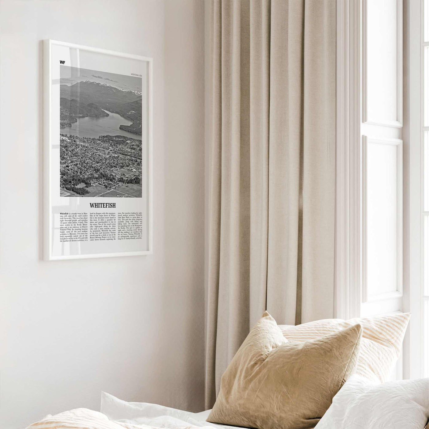 Whitefish Print Black and White, Whitefish Wall Art, Whitefish Poster, Whitefish Photo, Whitefish Wall Décor, Whitefish Map, Montana, USA