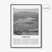 Whitefish Print Black and White, Whitefish Wall Art, Whitefish Poster, Whitefish Photo, Whitefish Wall Décor, Whitefish Map, Montana, USA