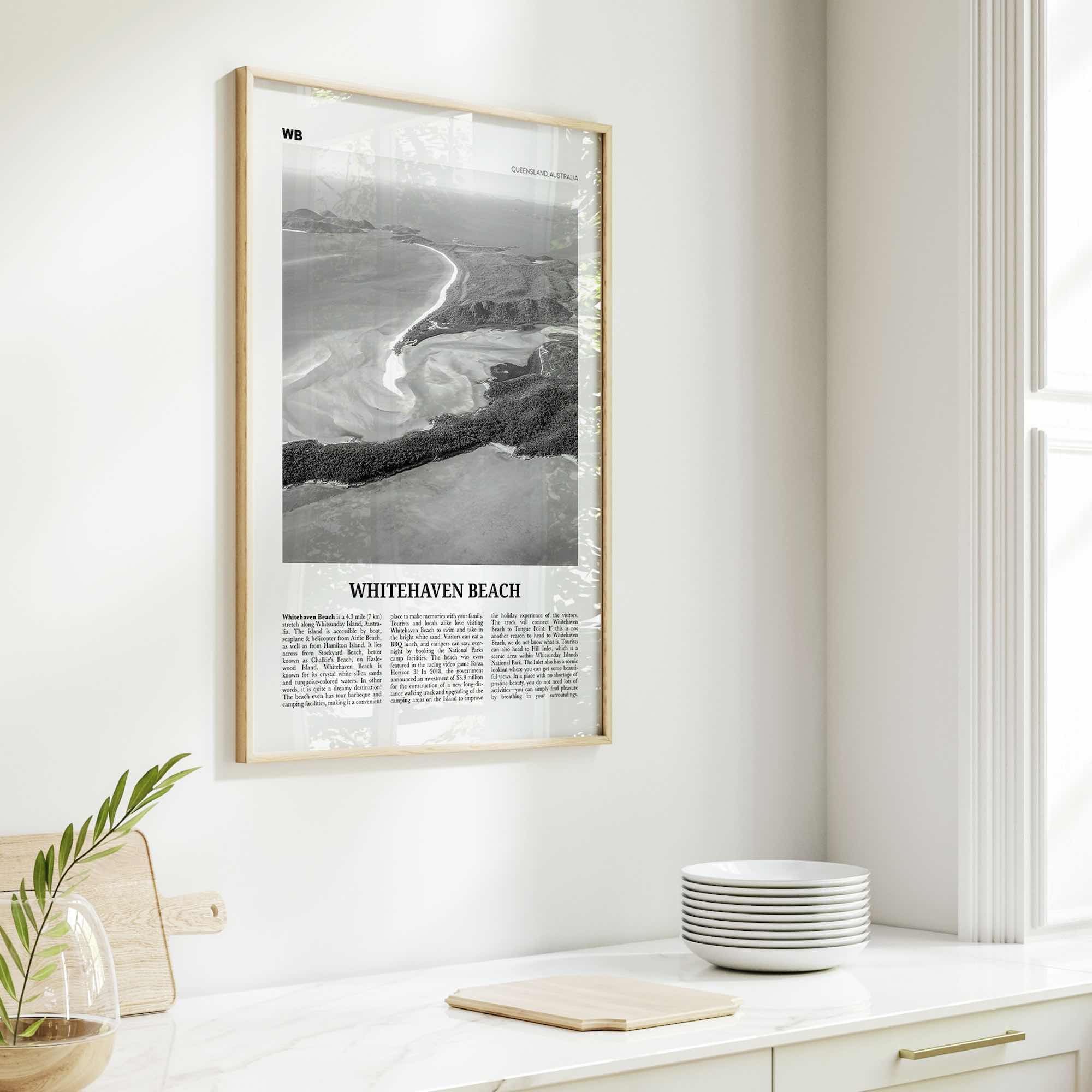 Whitehaven Beach Print Black and White, Whitehaven Beach Wall Art, Whitehaven Beach Poster, Whitehaven Beach Photo, Queensland, Australia