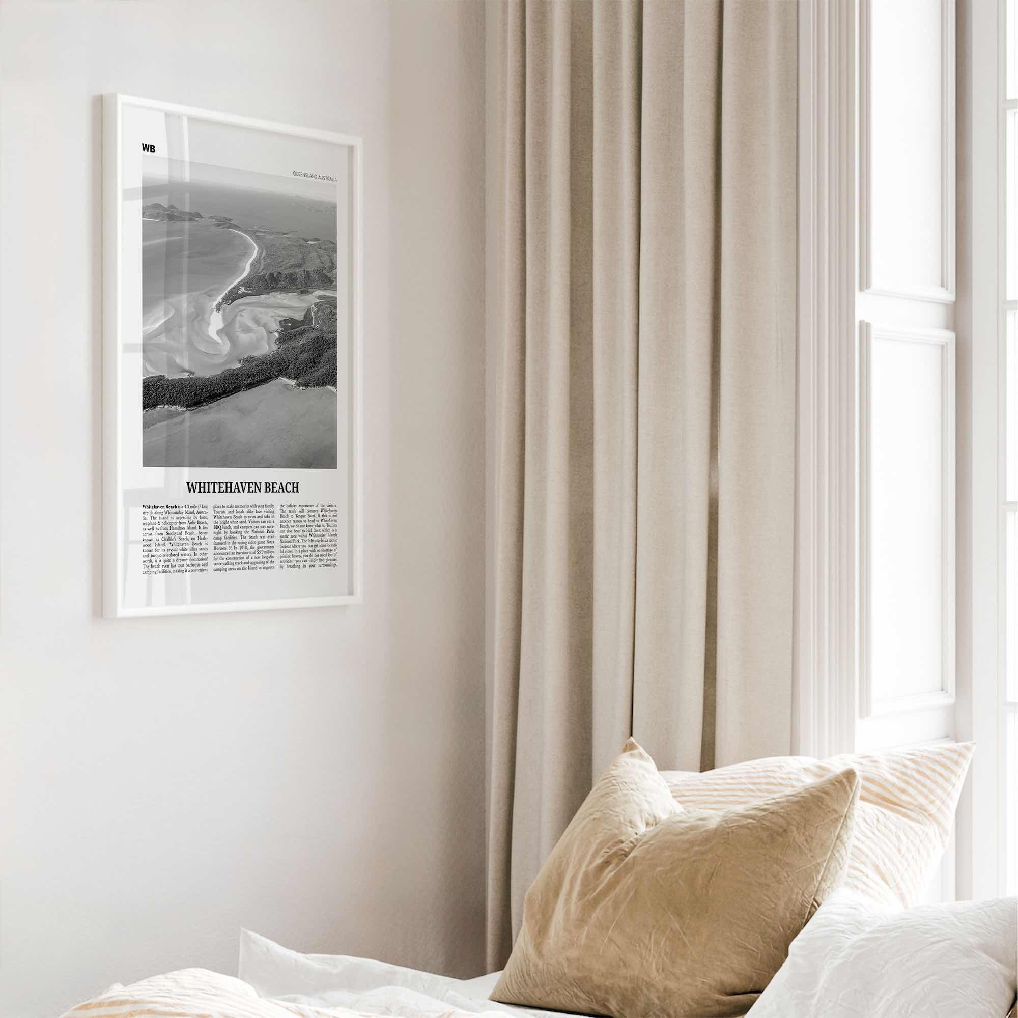 Whitehaven Beach Print Black and White, Whitehaven Beach Wall Art, Whitehaven Beach Poster, Whitehaven Beach Photo, Queensland, Australia