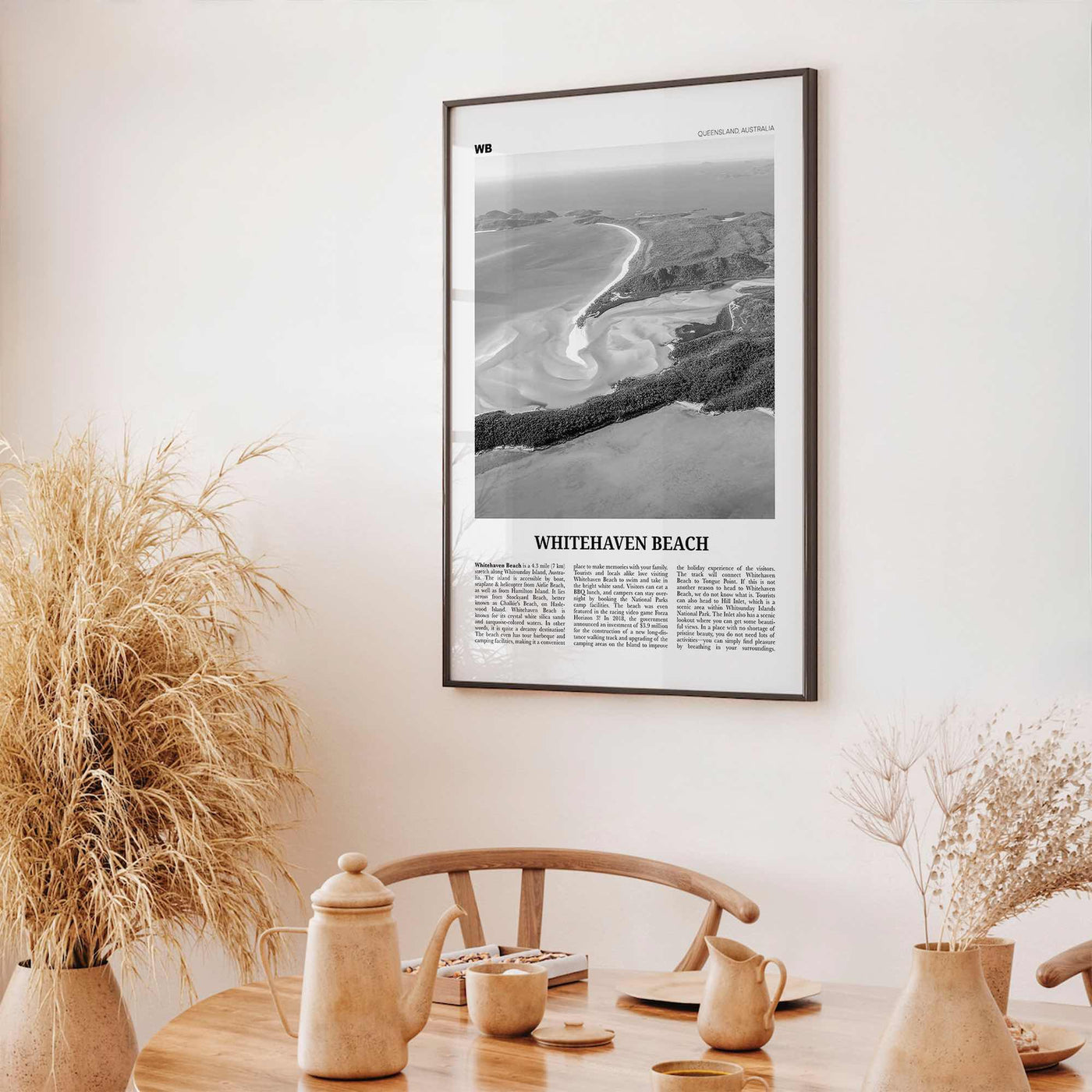 Whitehaven Beach Print Black and White, Whitehaven Beach Wall Art, Whitehaven Beach Poster, Whitehaven Beach Photo, Queensland, Australia