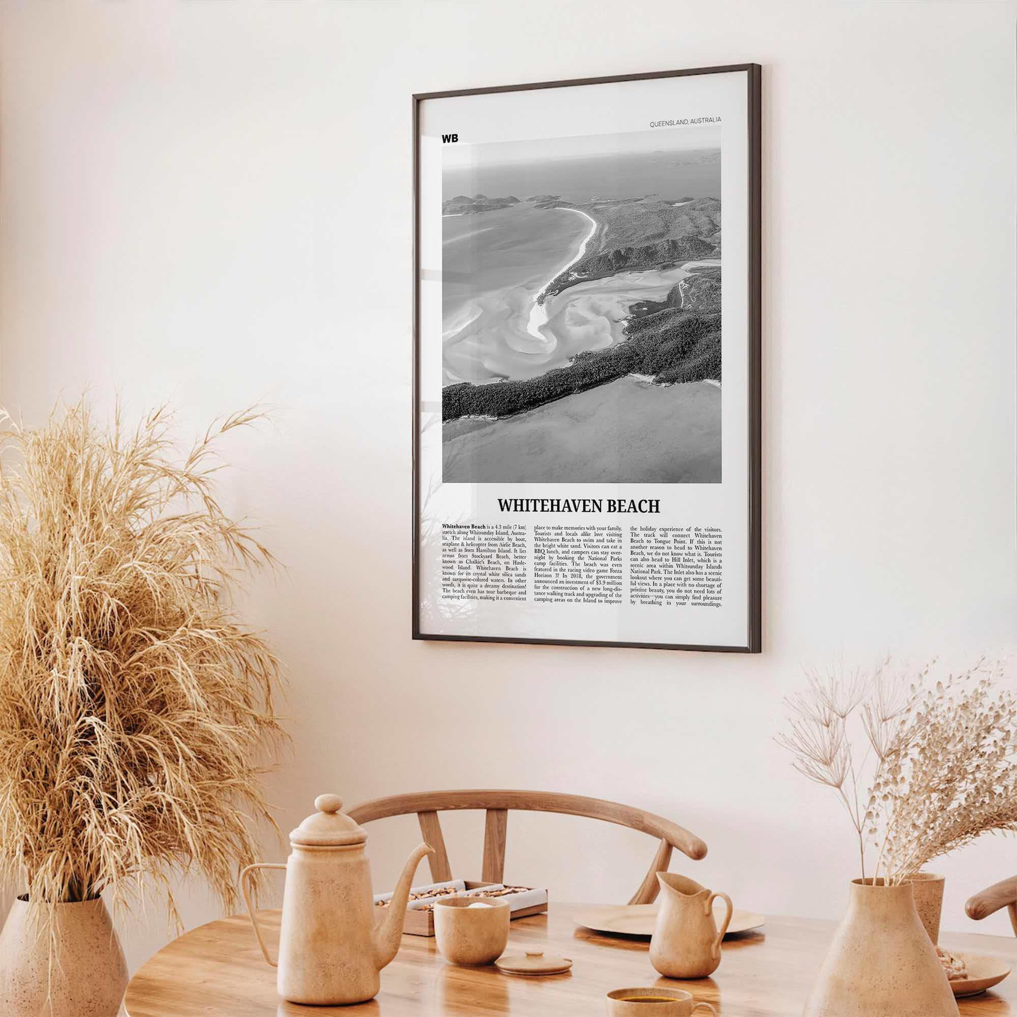 Whitehaven Beach Print Black and White, Whitehaven Beach Wall Art, Whitehaven Beach Poster, Whitehaven Beach Photo, Queensland, Australia