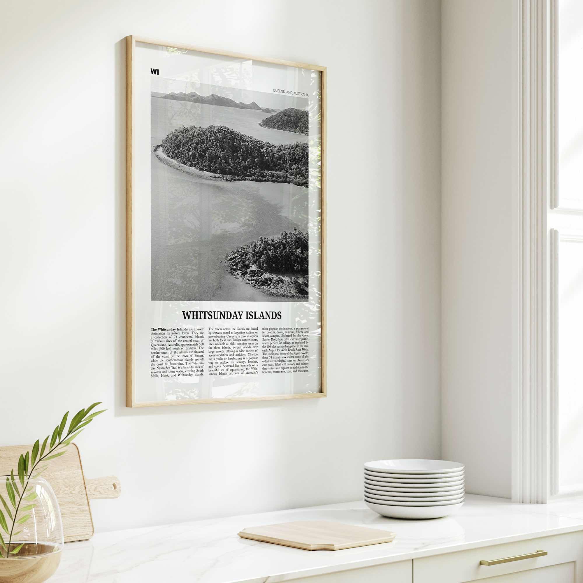 Whitsunday Islands Print Black and White, Whitsunday Wall Art, Whitsunday Poster, Whitsunday Photo, Queensland, Australia, Oceania