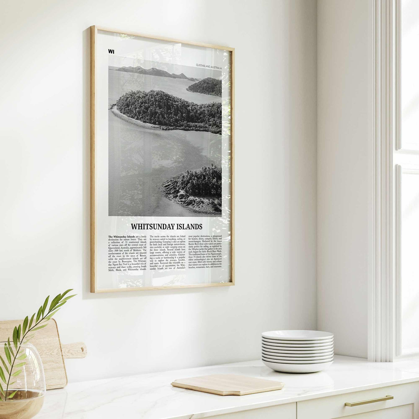 Whitsunday Islands Print Black and White, Whitsunday Wall Art, Whitsunday Poster, Whitsunday Photo, Queensland, Australia, Oceania