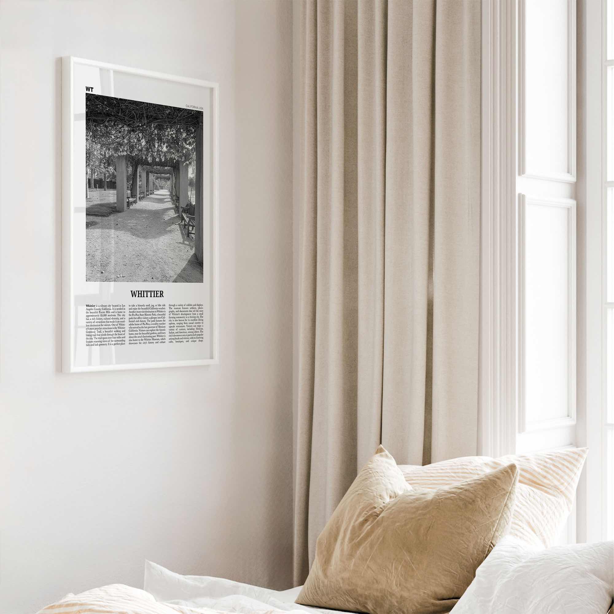 Whittier Print Black and White California, Whittier Wall Art, Whittier Poster, Whittier Photo, California, USA, United States, North America