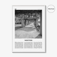 Whittier Print Black and White California, Whittier Wall Art, Whittier Poster, Whittier Photo, California, USA, United States, North America