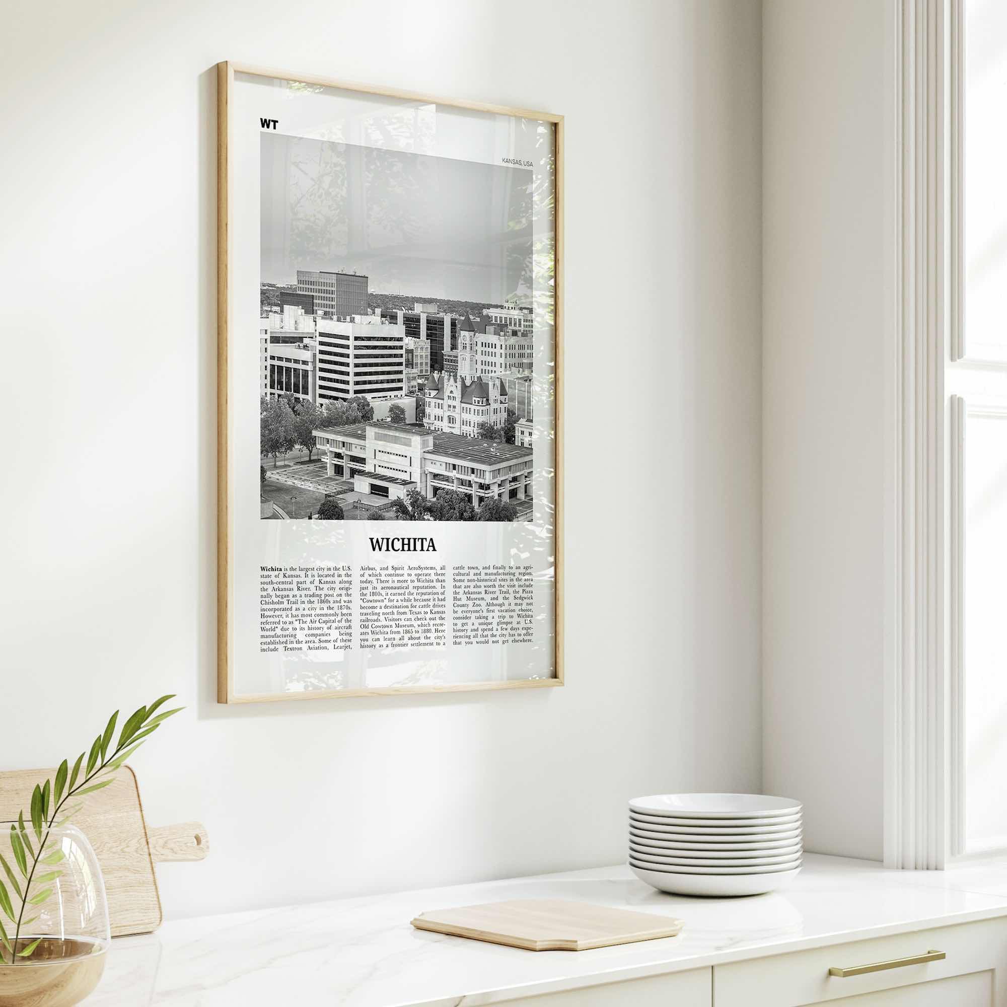 Wichita Print Black and White, Wichita Wall Art, Wichita Poster, Wichita Photo, Wichita Wall Décor, Kansas, USA, United States North America