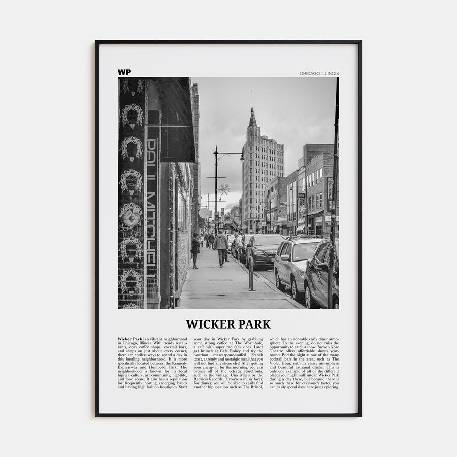Wicker Park Travel B&W Poster