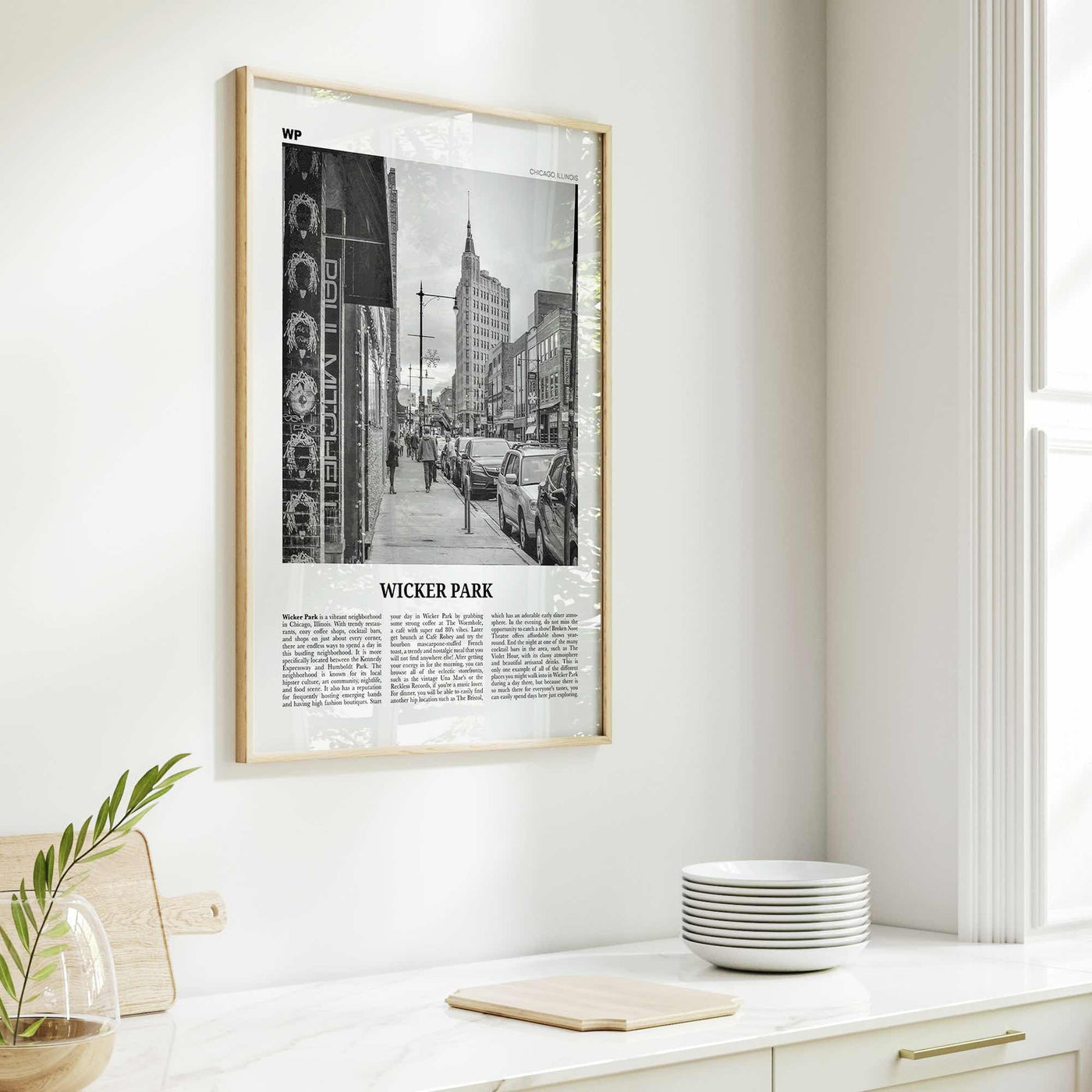 Wicker Park Print Black and White, Wicker Park Wall Art, Wicker Park Poster, Wicker Park Photo, Wicker Park Wall Décor, Chicago Illinois USA