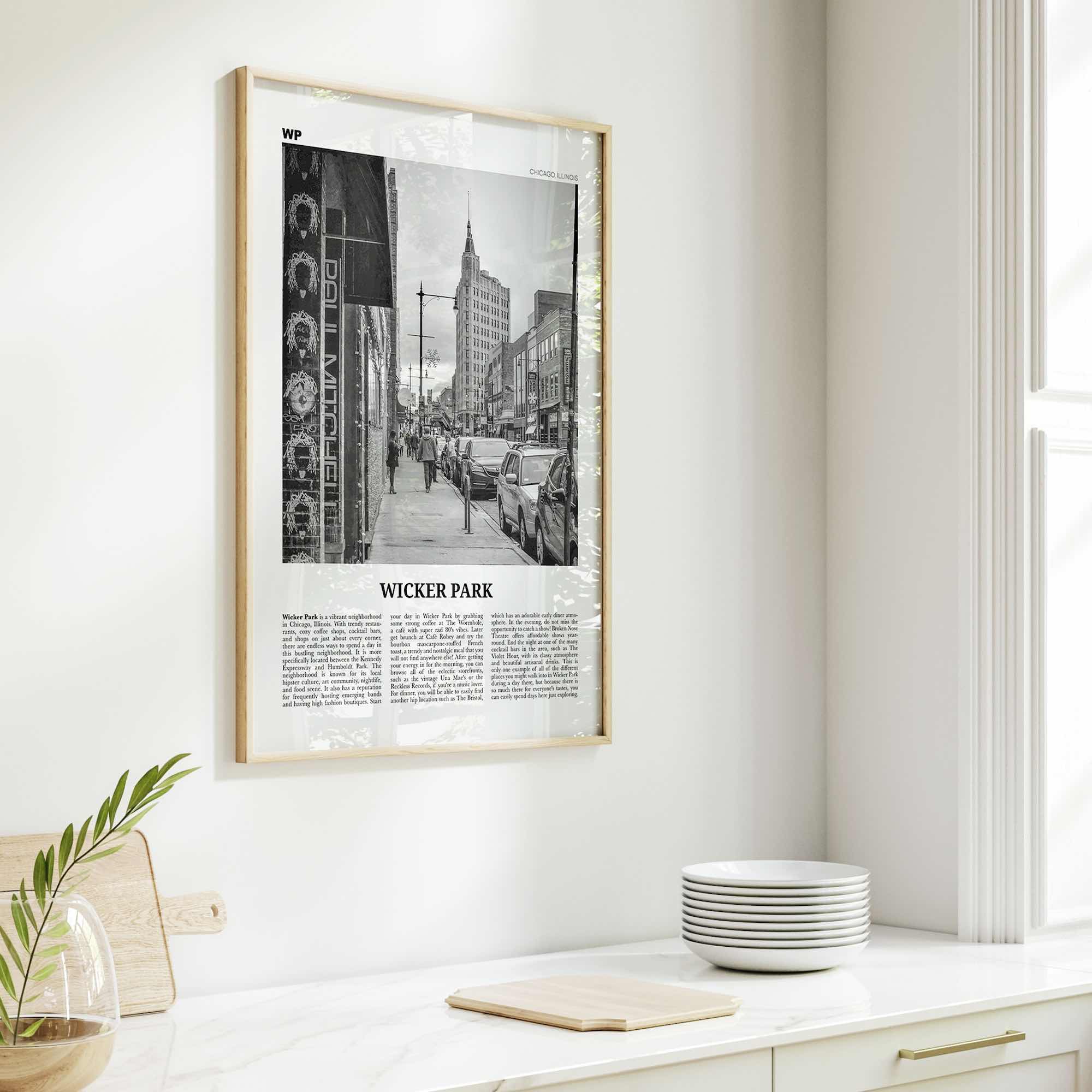Wicker Park Print Black and White, Wicker Park Wall Art, Wicker Park Poster, Wicker Park Photo, Wicker Park Wall Décor, Chicago Illinois USA