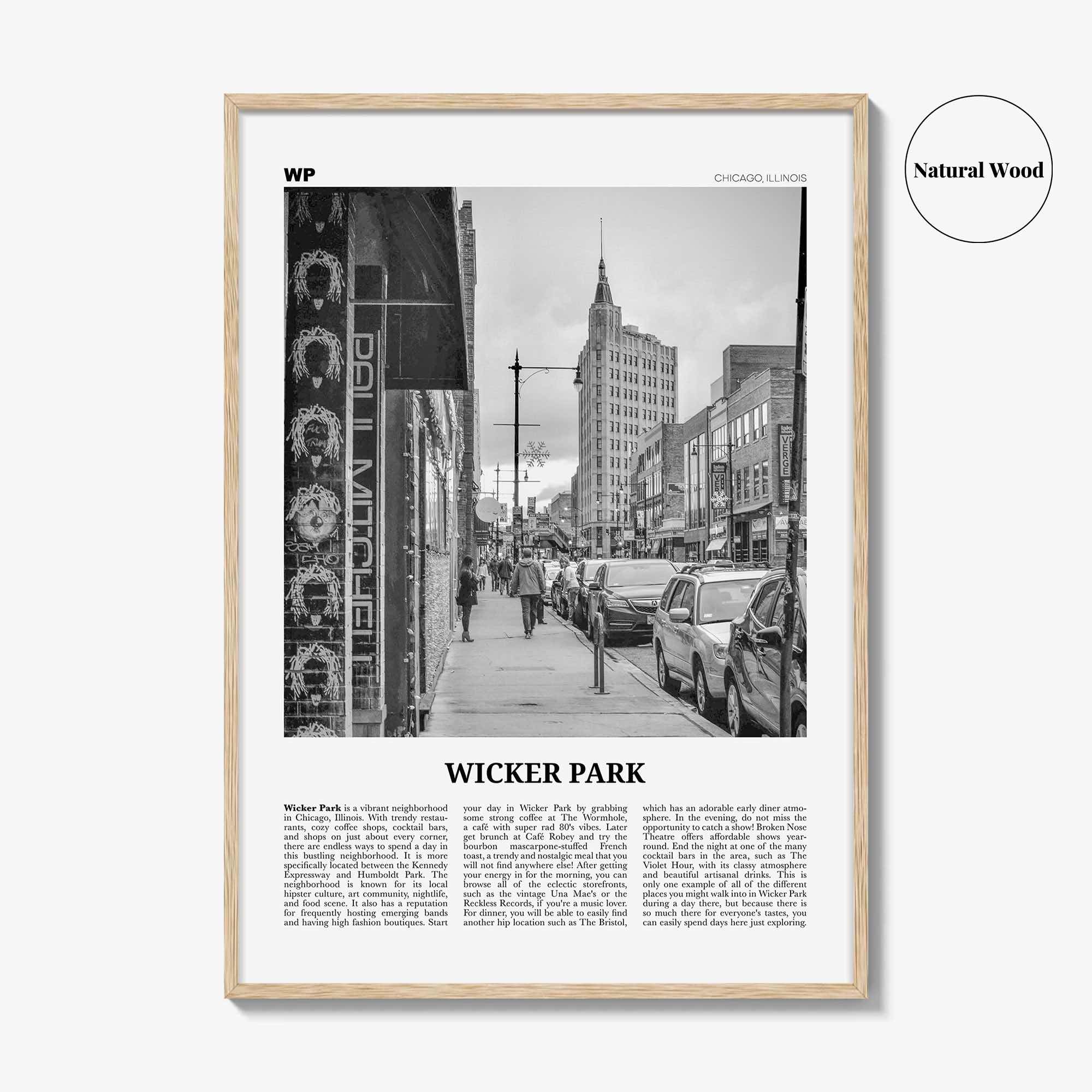 Wicker Park Print Black and White, Wicker Park Wall Art, Wicker Park Poster, Wicker Park Photo, Wicker Park Wall Décor, Chicago Illinois USA