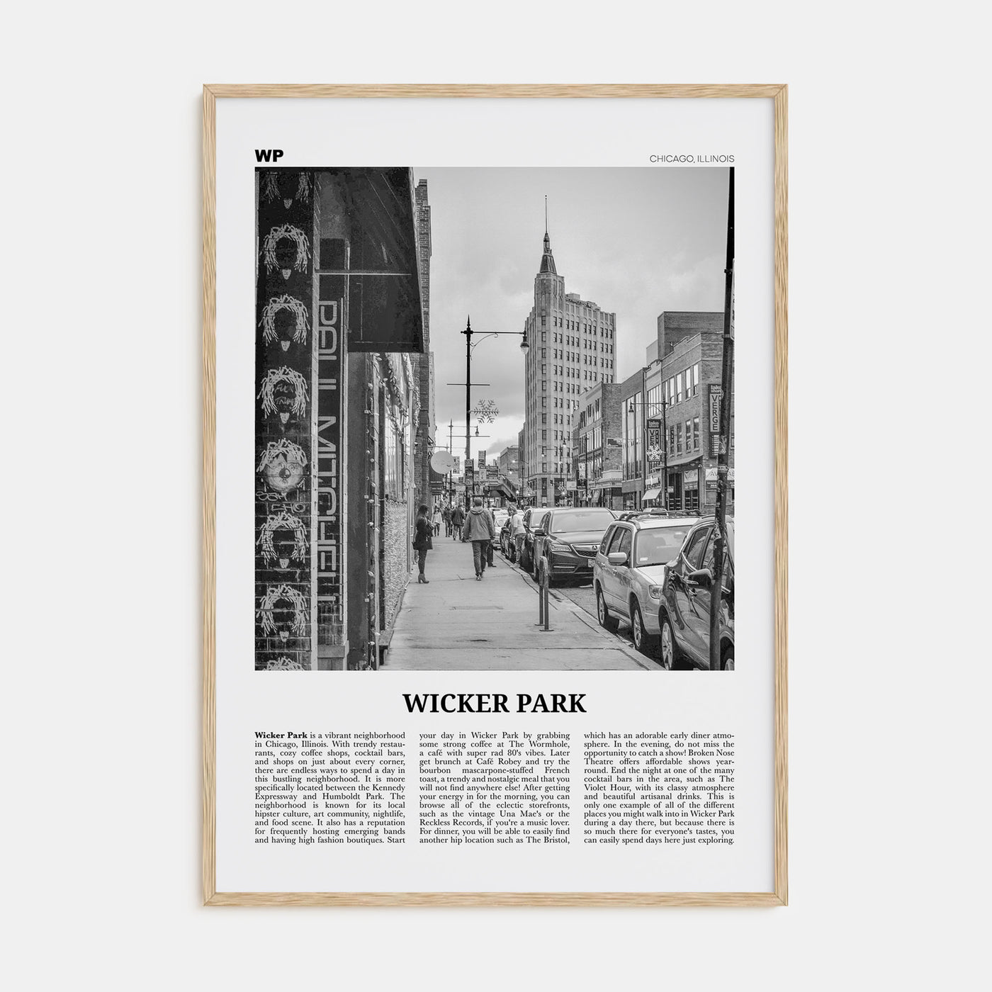 Wicker Park Travel B&W Poster