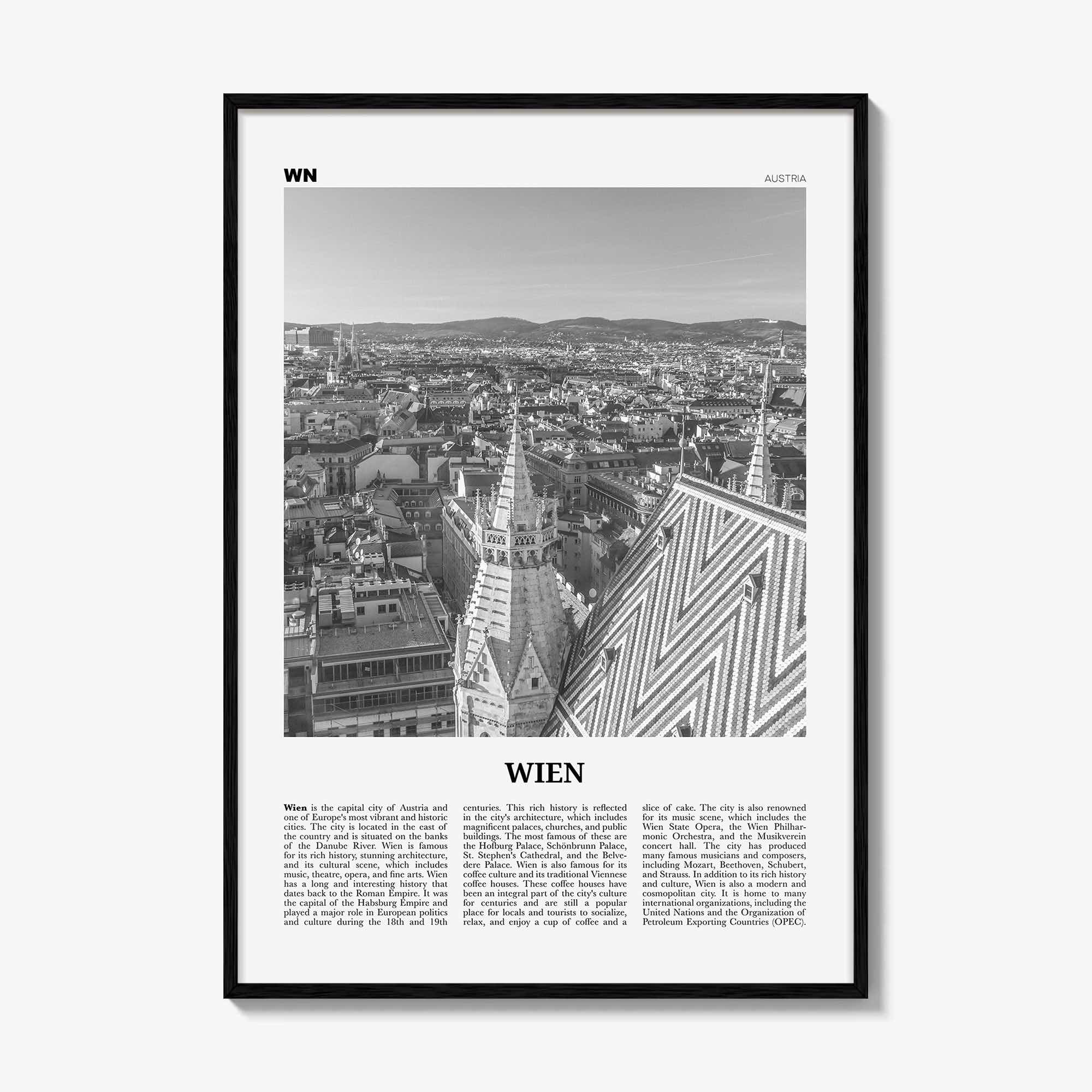 Wien Print Black and White, Wien Wall Art, Wien Poster, Wien Photo, Wien Wall Décor, Wien Map, Austria