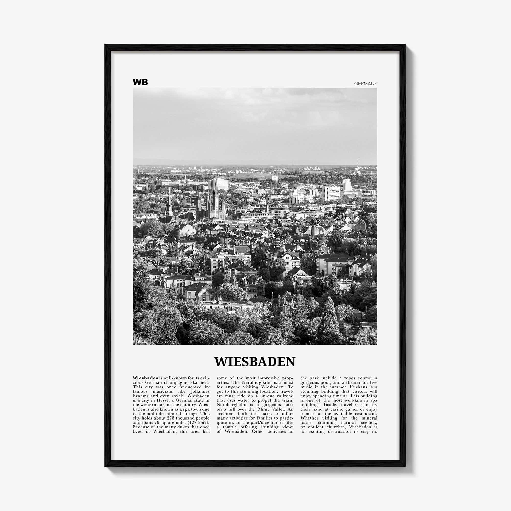 Wiesbaden Print Black and White, Wiesbaden Wall Art, Wiesbaden Poster, Wiesbaden Photo, Wiesbaden Wall Décor, Wiesbaden Map, Germany
