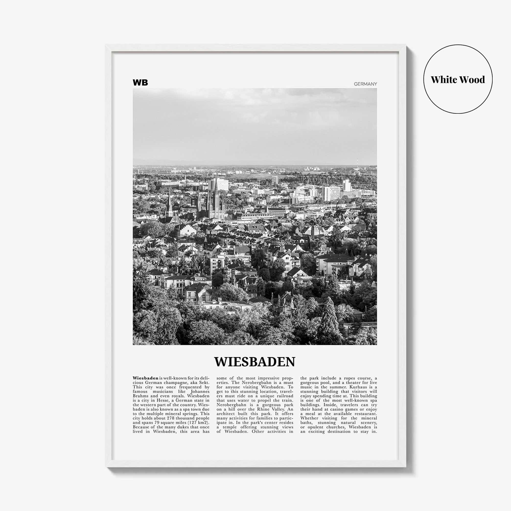 Wiesbaden Print Black and White, Wiesbaden Wall Art, Wiesbaden Poster, Wiesbaden Photo, Wiesbaden Wall Décor, Wiesbaden Map, Germany