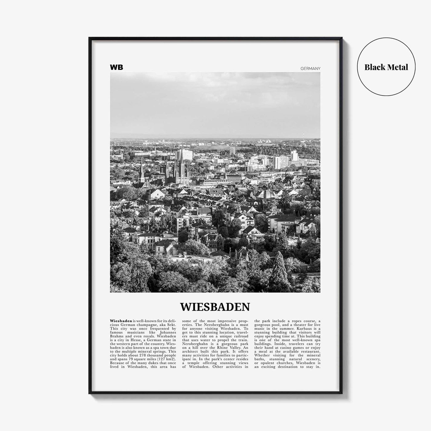 Wiesbaden Print Black and White, Wiesbaden Wall Art, Wiesbaden Poster, Wiesbaden Photo, Wiesbaden Wall Décor, Wiesbaden Map, Germany