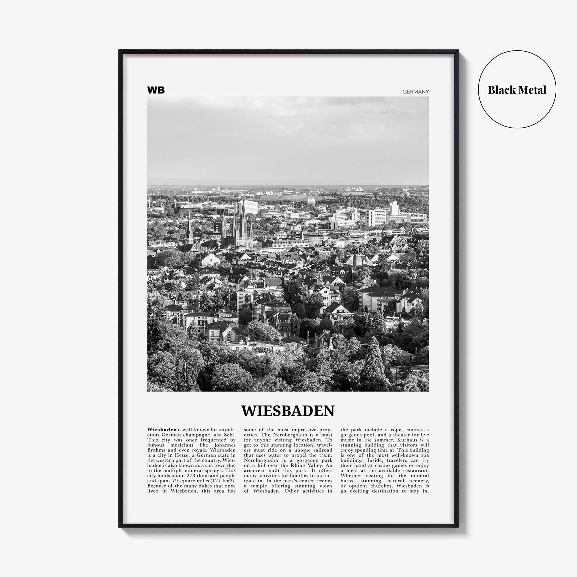Wiesbaden Print Black and White, Wiesbaden Wall Art, Wiesbaden Poster, Wiesbaden Photo, Wiesbaden Wall Décor, Wiesbaden Map, Germany