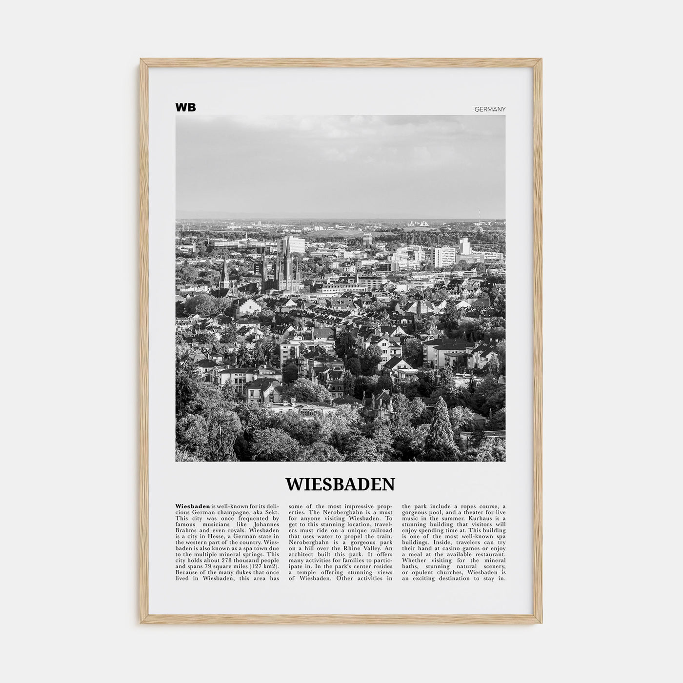 Wiesbaden Travel B&W Poster