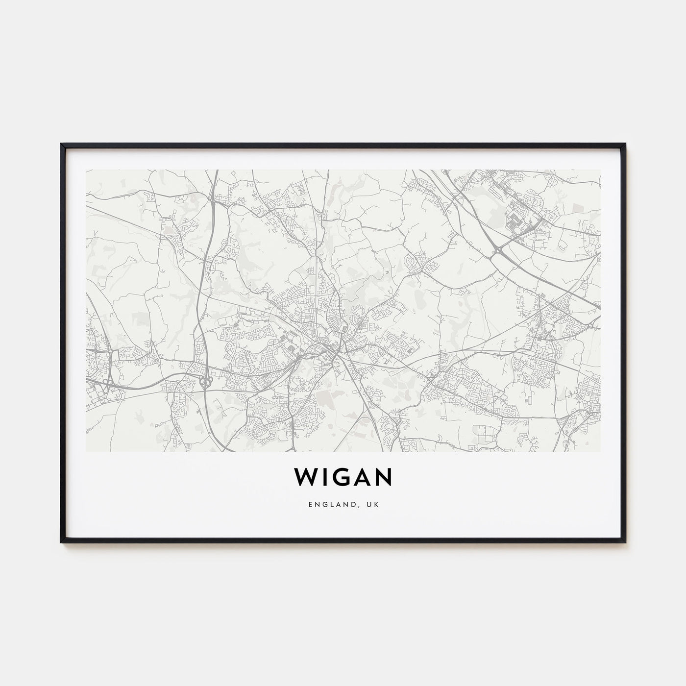 Wigan Map Landscape Poster