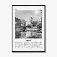 Wigan Print Black and White, Wigan Wall Art, Wigan Poster, Wigan Photo, Wigan Wall Décor, Wigan Map, England, United Kingdom
