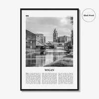 Wigan Print Black and White, Wigan Wall Art, Wigan Poster, Wigan Photo, Wigan Wall Décor, Wigan Map, England, United Kingdom